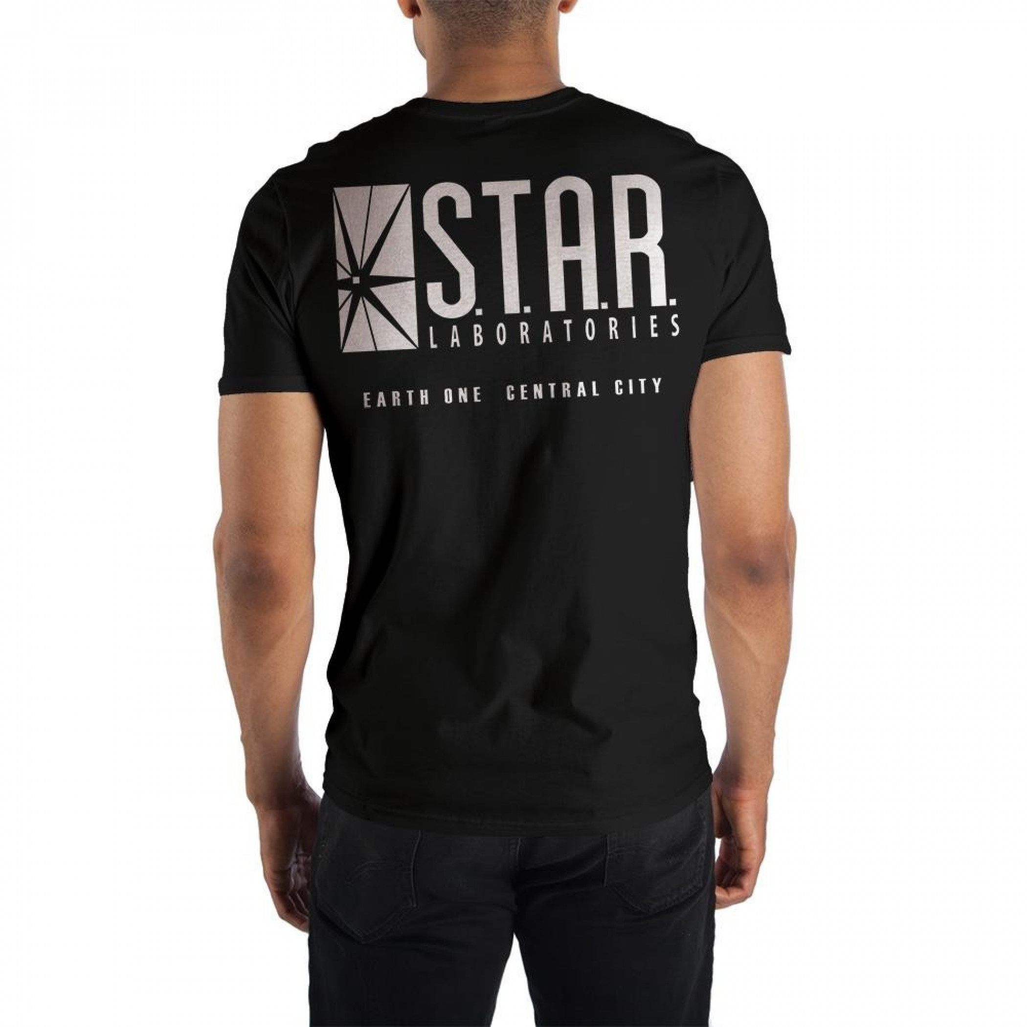 The Flash S.T.A.R Labs Front and Back Print T-Shirt., Black