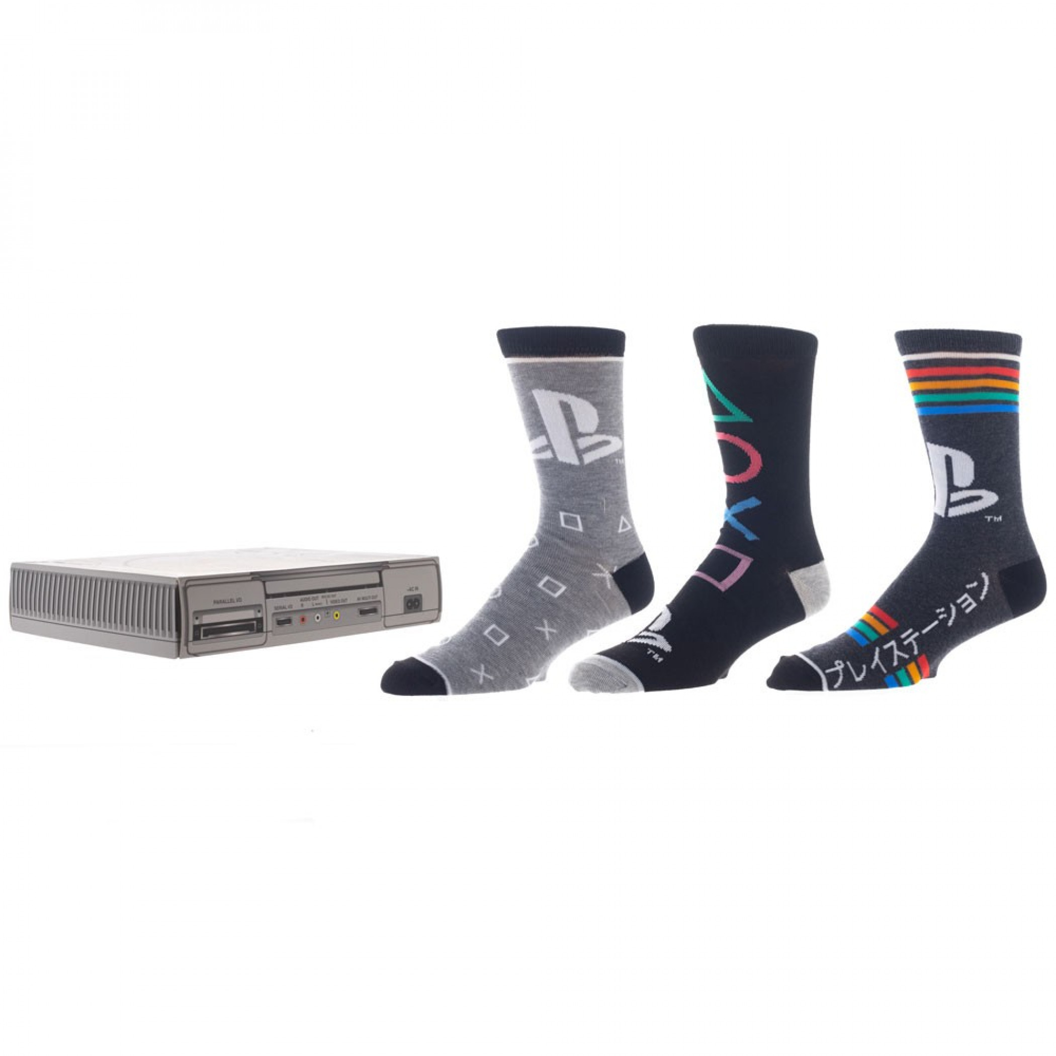 PlayStation Classic 3-Pair Pack of Crew Socks Box Set, Multi-Color