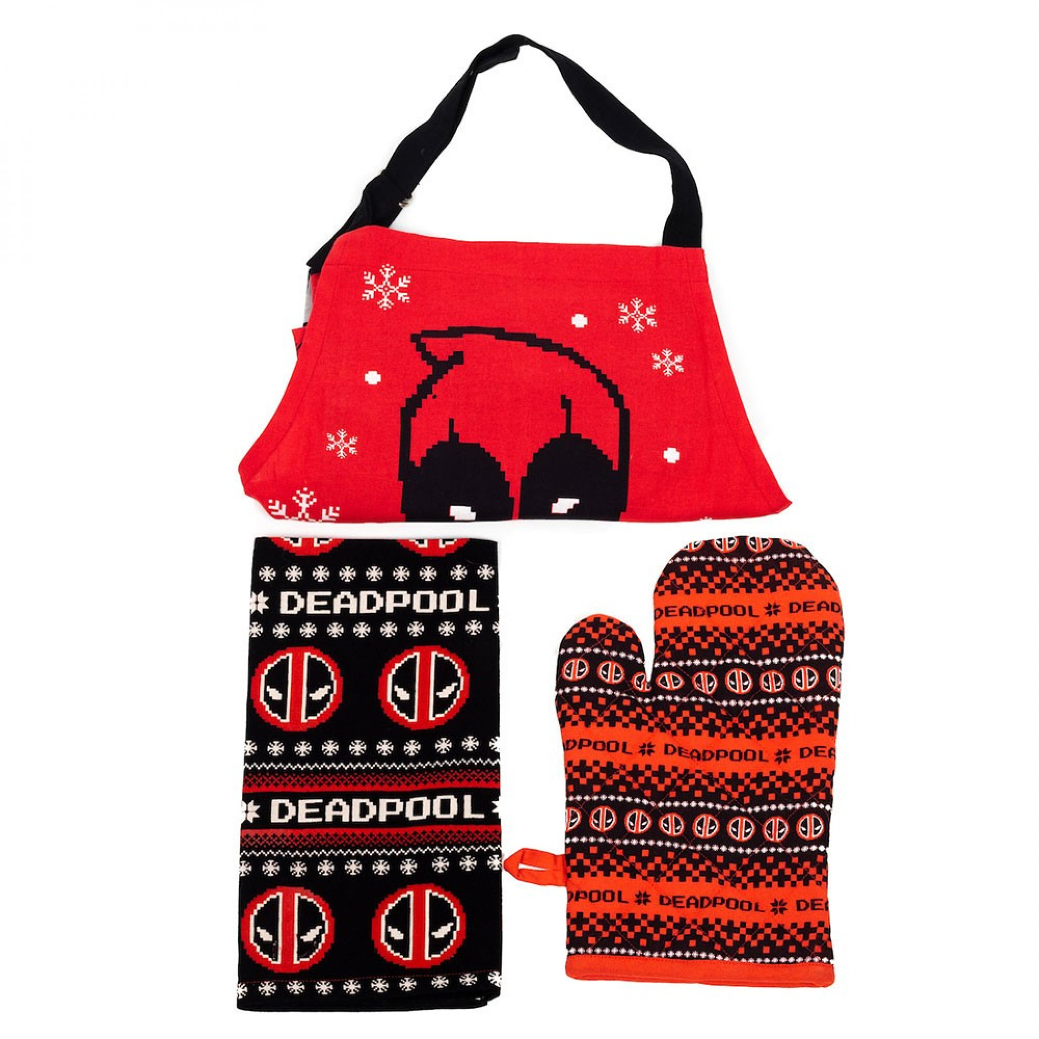 Marvel Deadpool Apron  Towel & Mitt 3-Piece Kitchen Set, Red