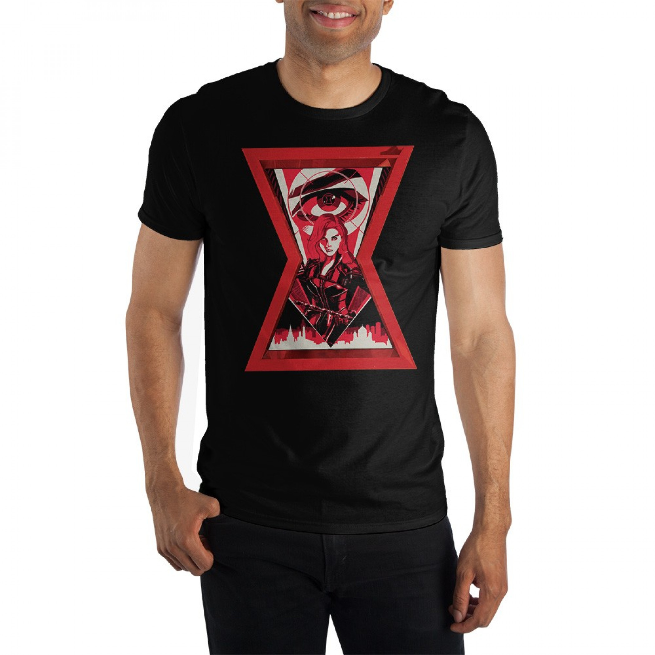 Marvel Studios Black Widow Movie Character in Symbol T-Shirt, Black