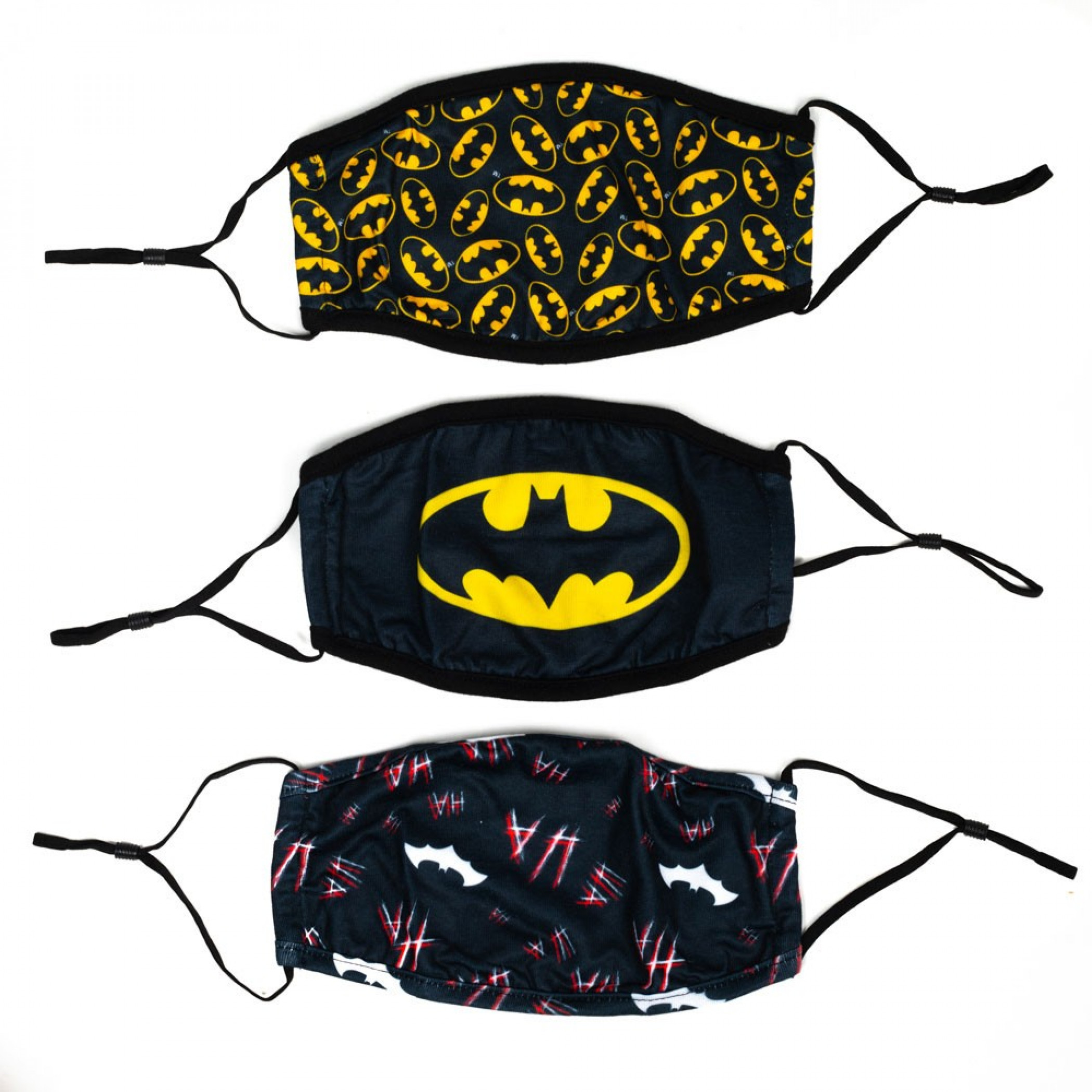 Batman 3-Pack of Adjustable Reusable Face Covers, Multi-Color