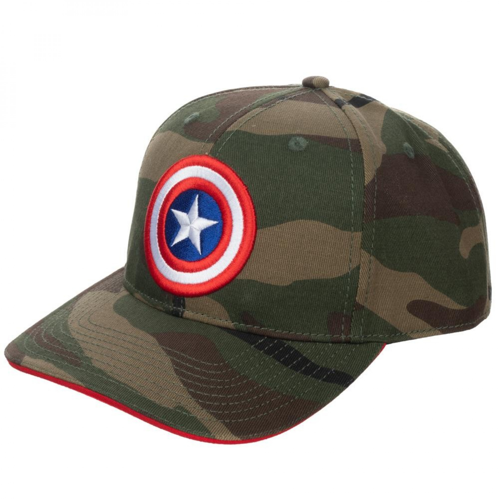 Captain America Camo Pre-Curved Bill Adjustable Snapback Hat, Green