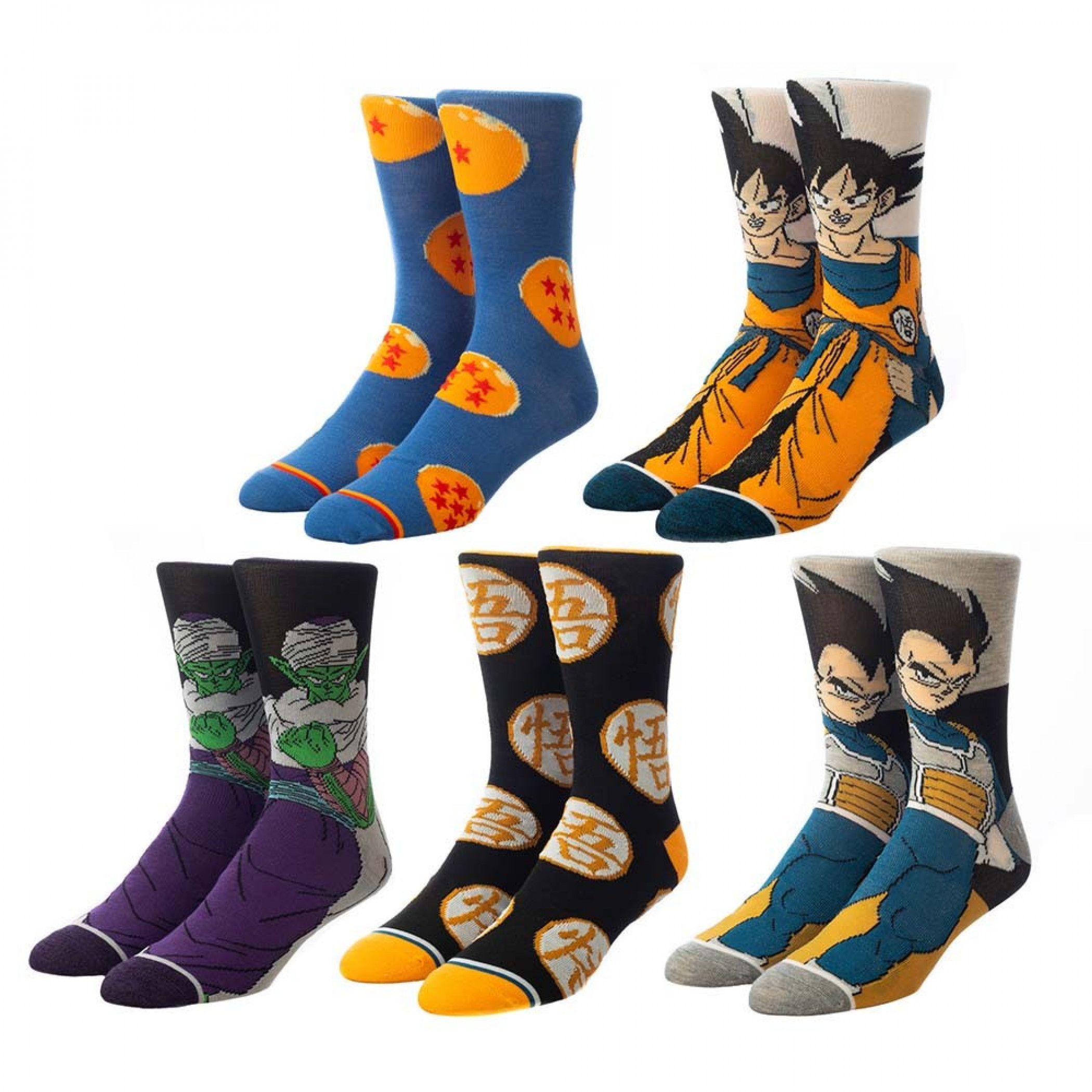 Dragon Ball Z 5-Pair Pack of Crew Socks, Multi-Color