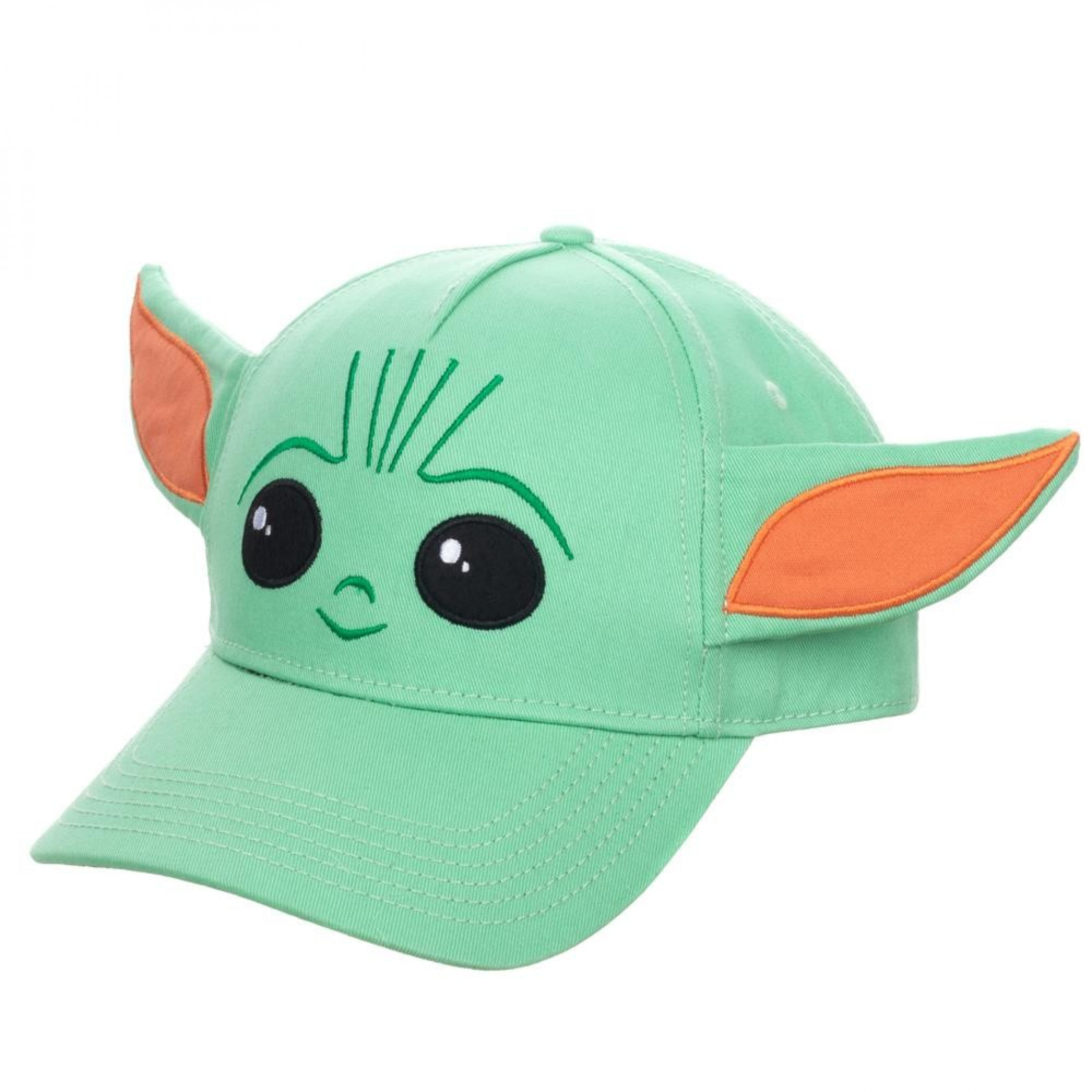 Star Wars The Mandalorian The Child Character with Ears Adjustable Snapback Hat, Green