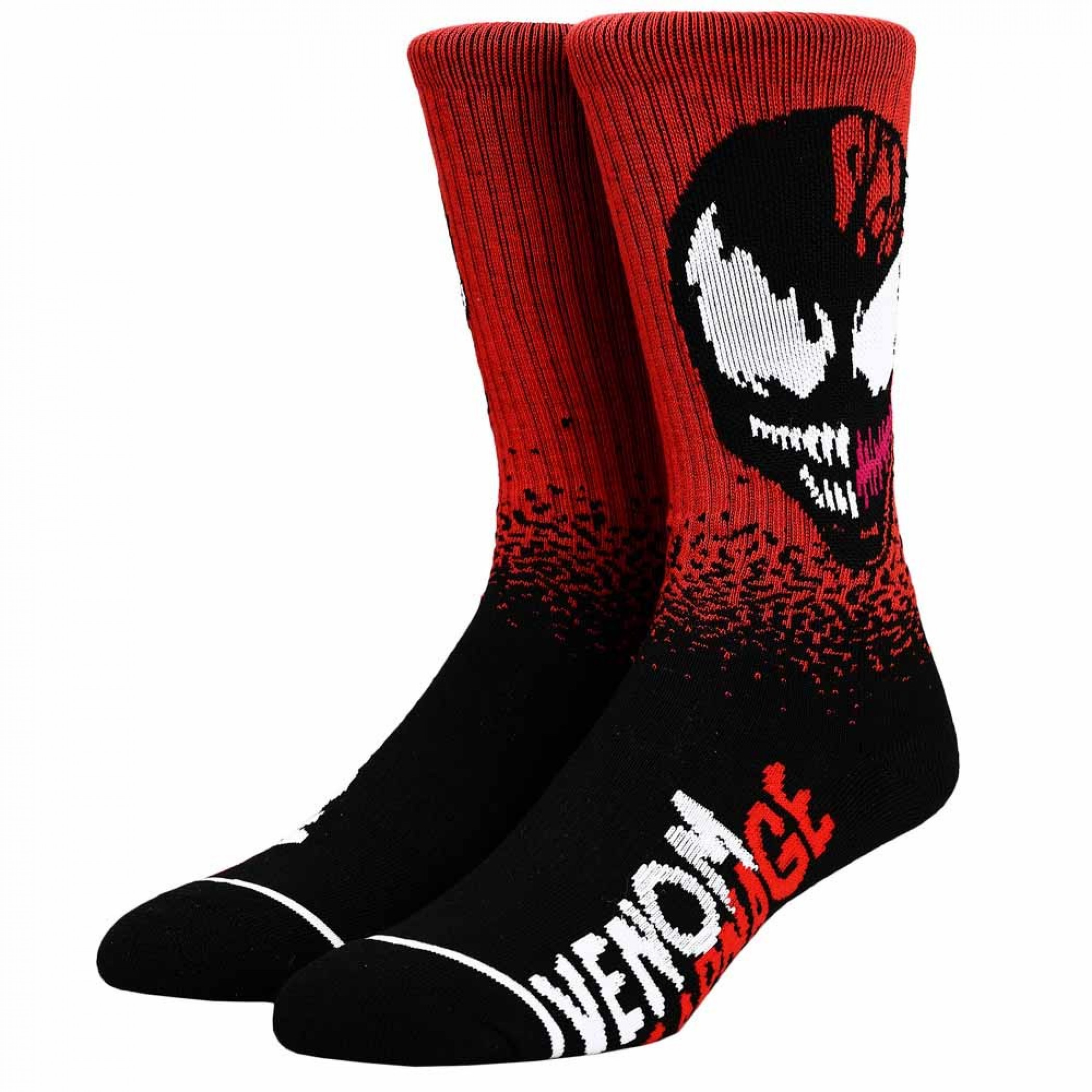 Venom And Carnage Face Split Crew Sock, Multi-Color