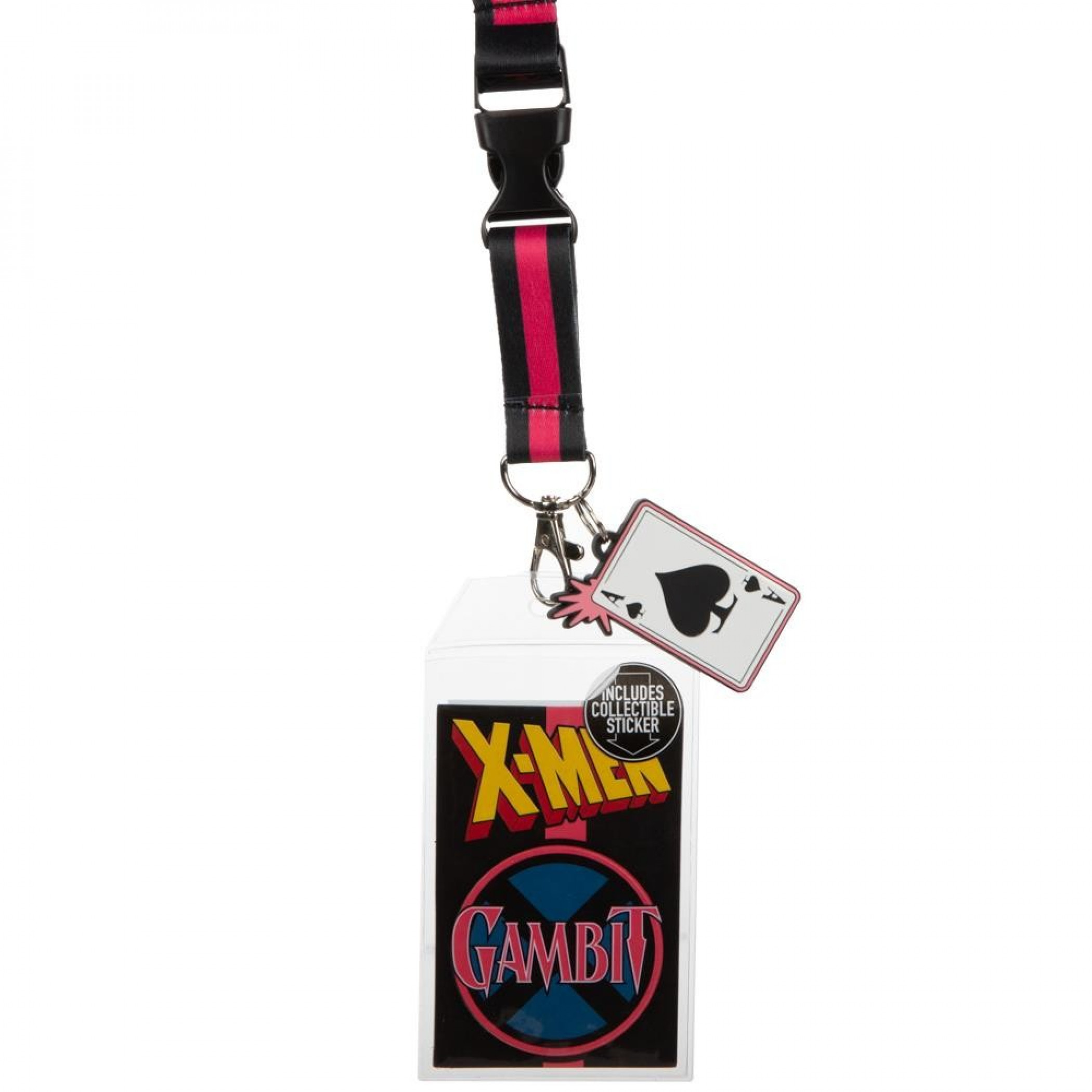X-Men Gambit Lanyard with Playing Card Charm and Sticker, Multi-Color