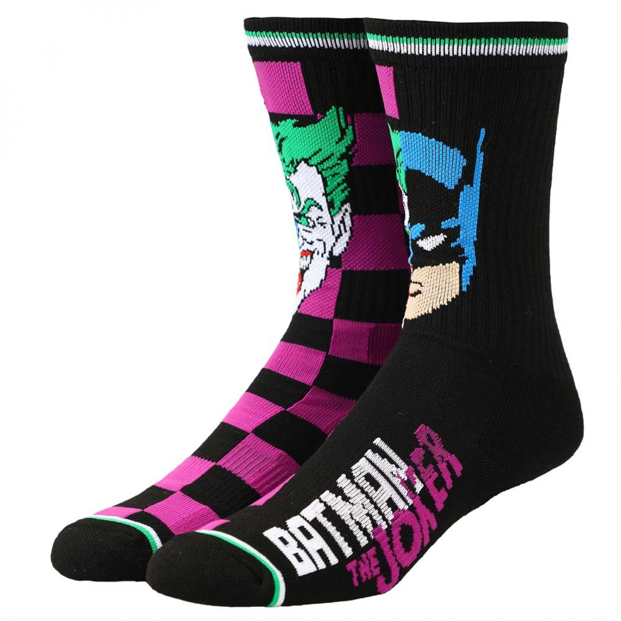 Batman & Joker Split Crew Socks, Black