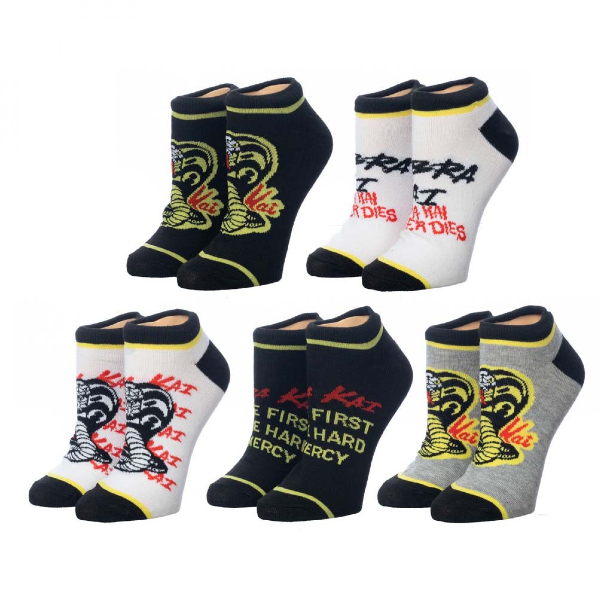 Cobra Kai Symbol 5 Pair Ankle Socks, Black