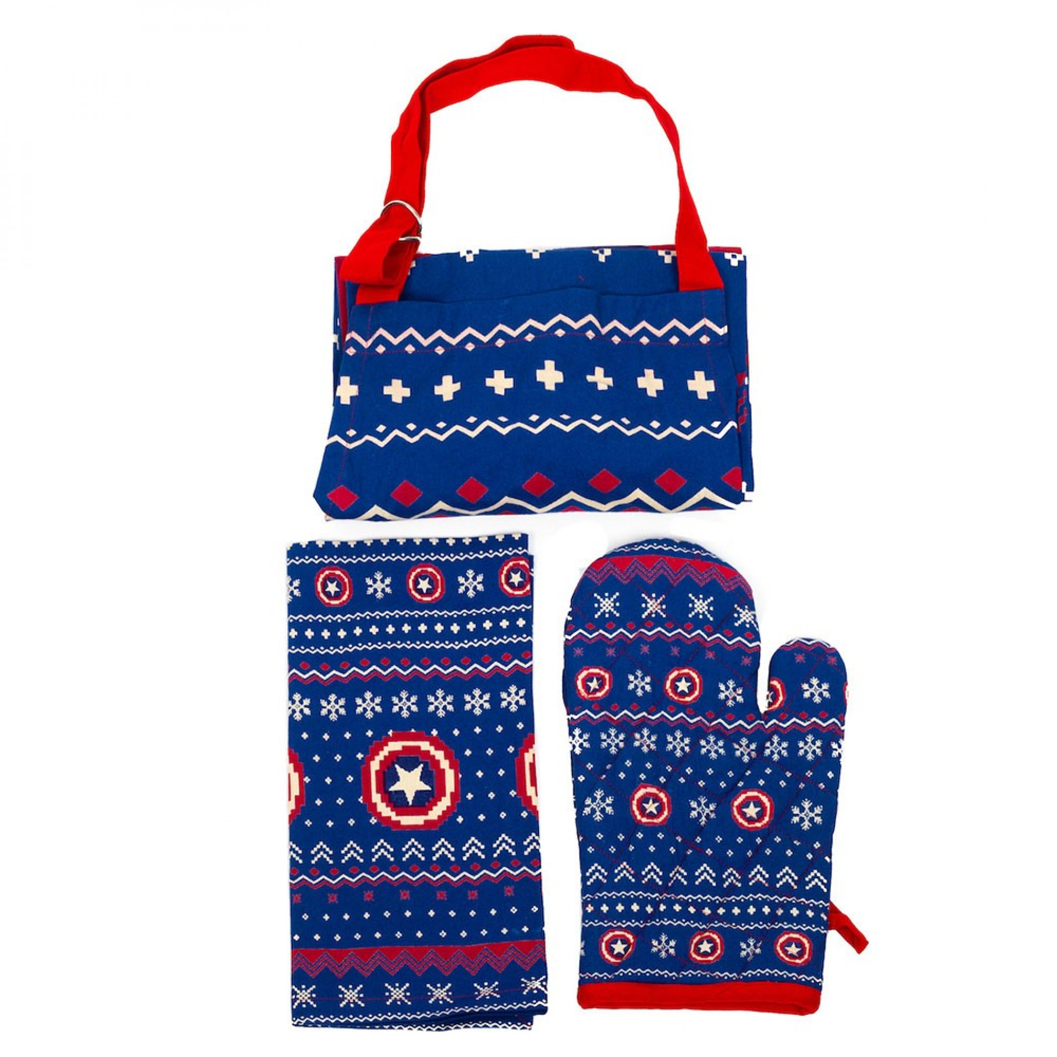 Marvel Captain America Apron  Towel & Mitt 3-Piece Kitchen Set, Blue