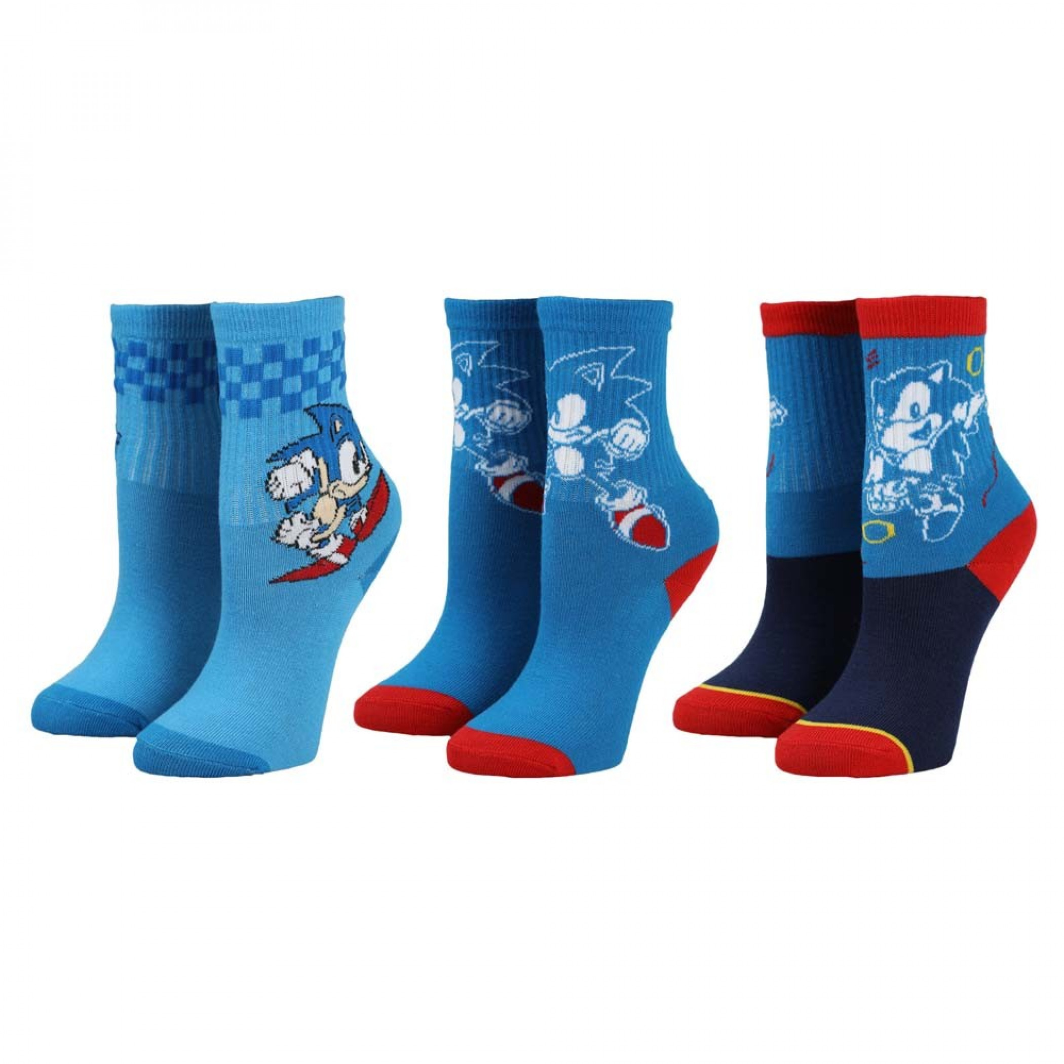 Sonic The Hedgehog 3-Pair Pack of Youth Crew Socks, Multi-Color