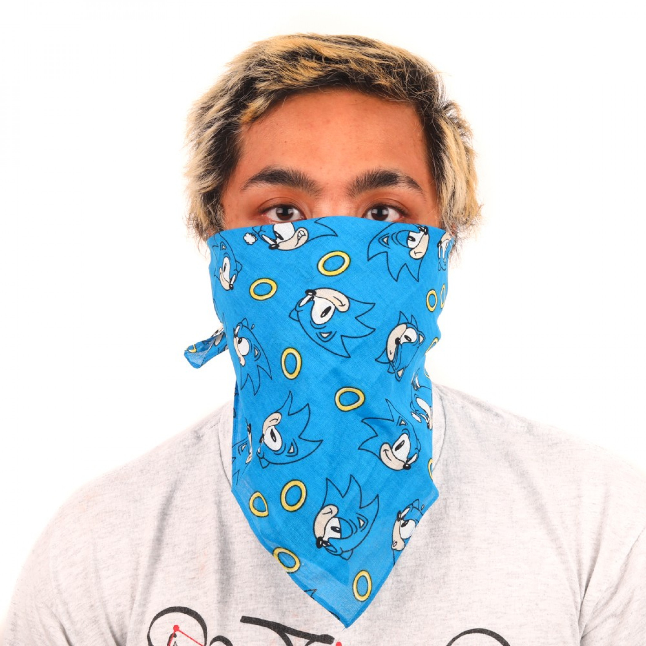 Sonic The Hedgehog All Over Print Lightweight Cotton Bandana, Blue