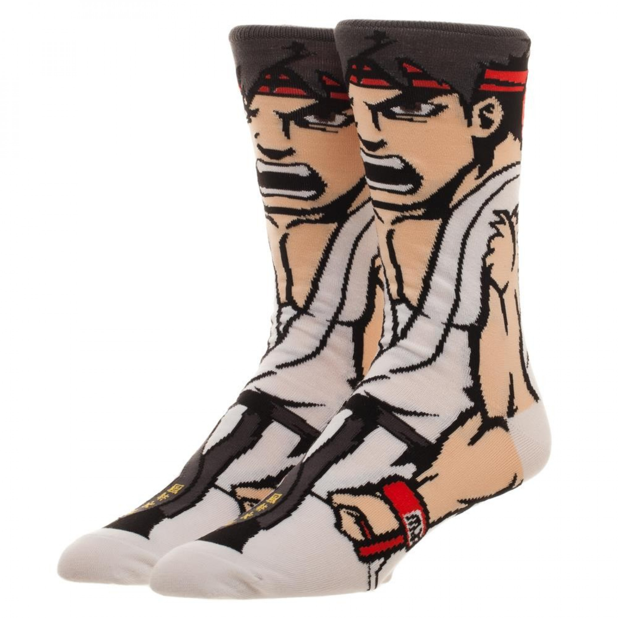 Street Fighter Ryu Character Crew Socks, White