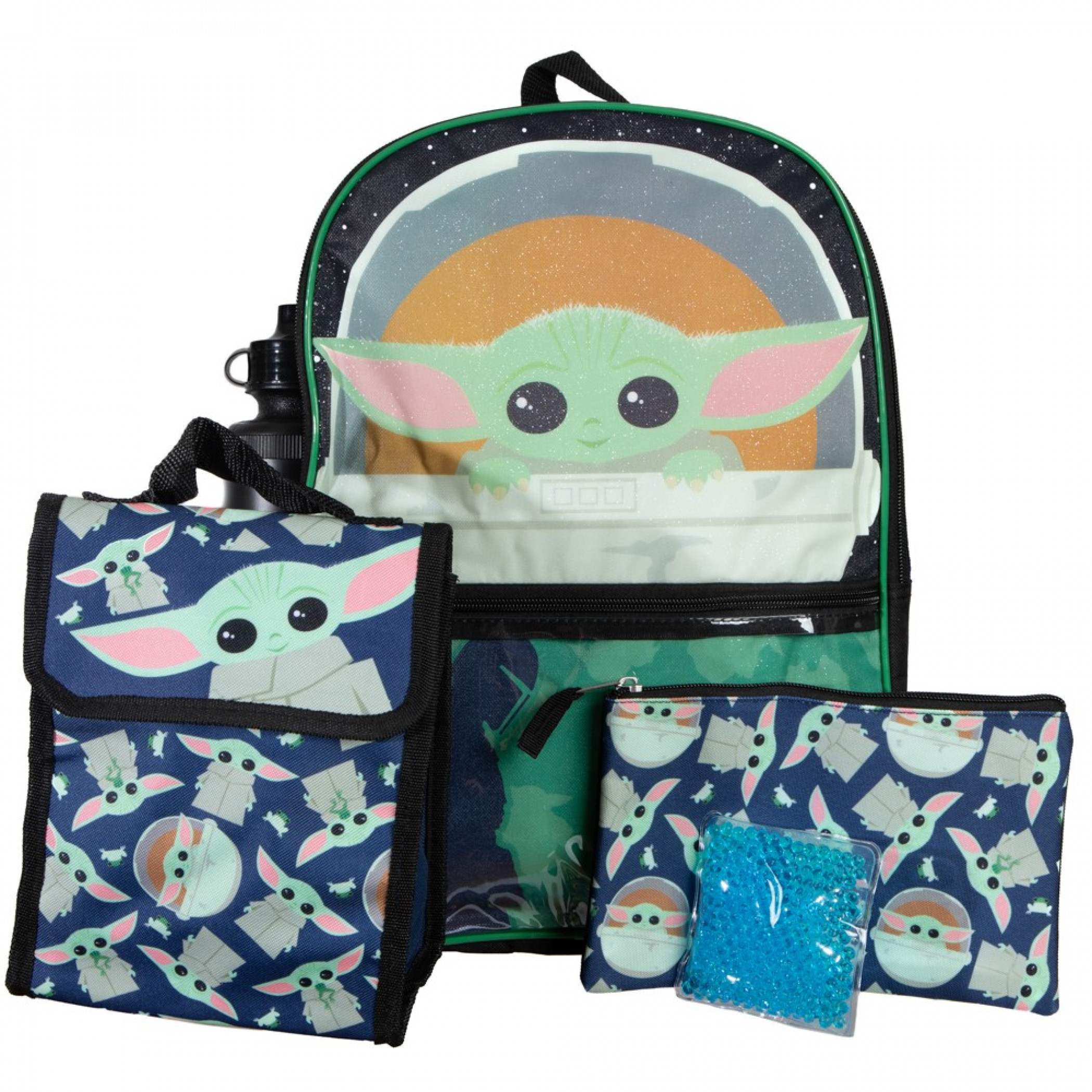 Star Wars The Mandalorian The Child 5-Piece Backpack Set, Green