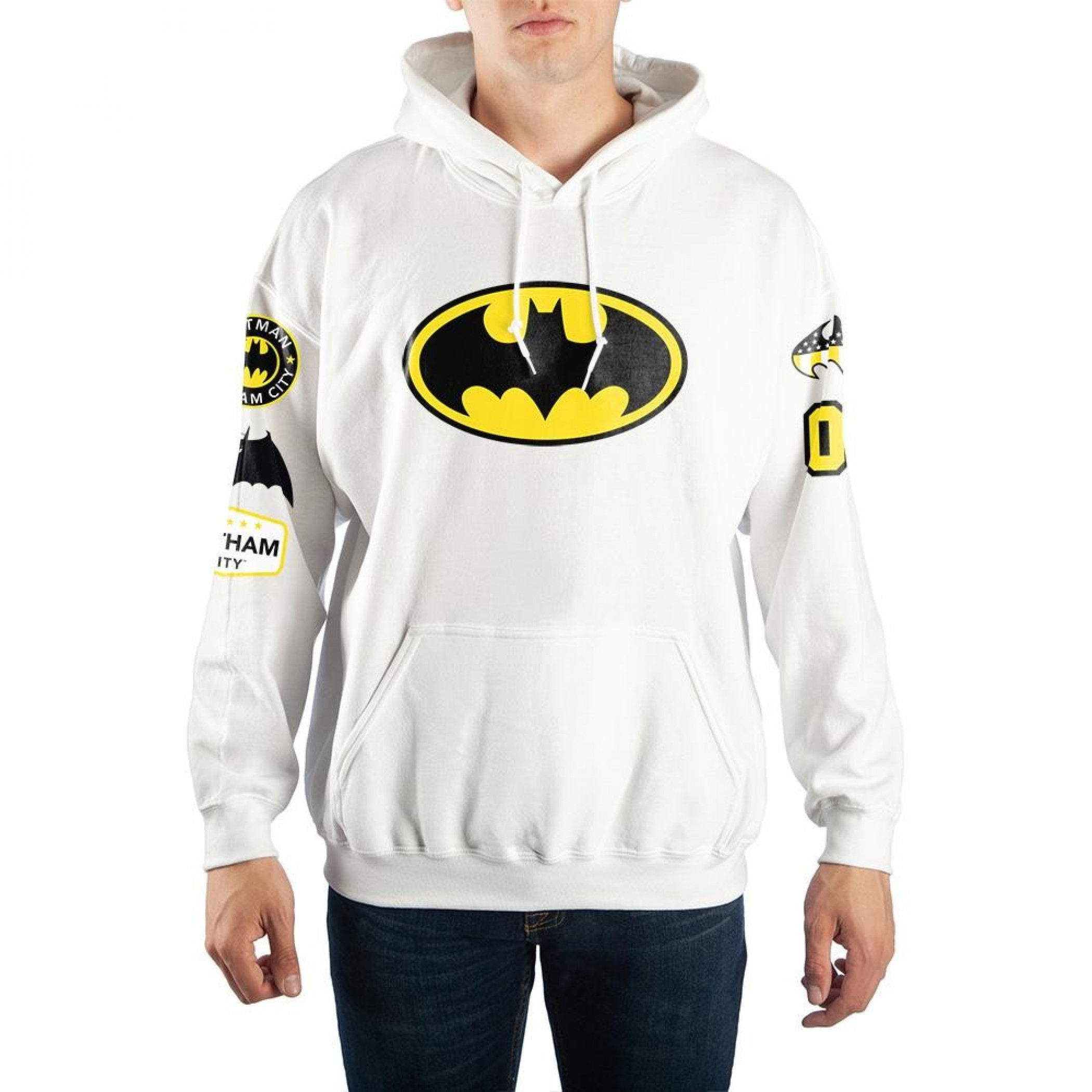 Batman 80th Symbol White Hoodie, White