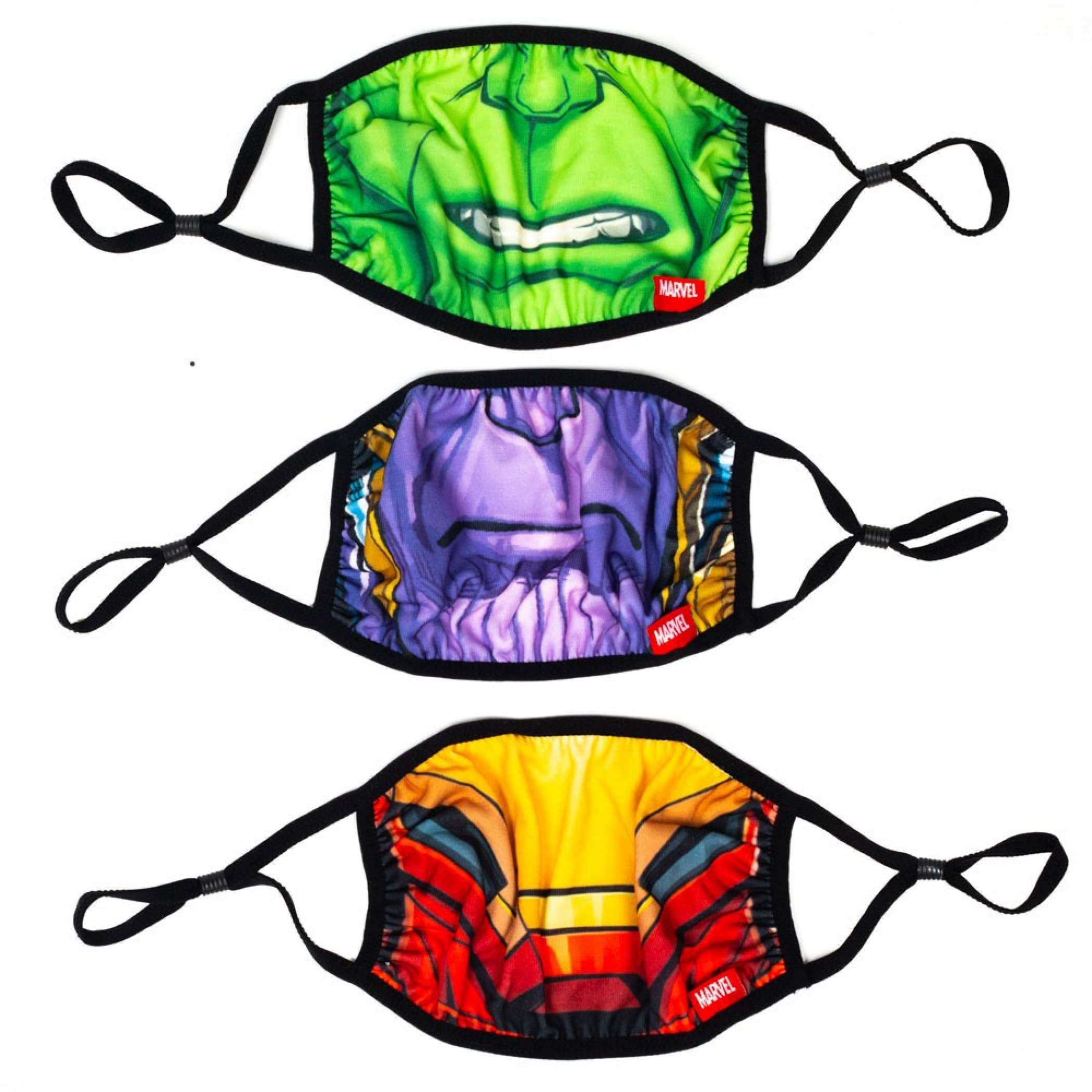 Marvel Avengers Big Face 3-Pack of Adjustable Reusable Face Covers, Multi-Color