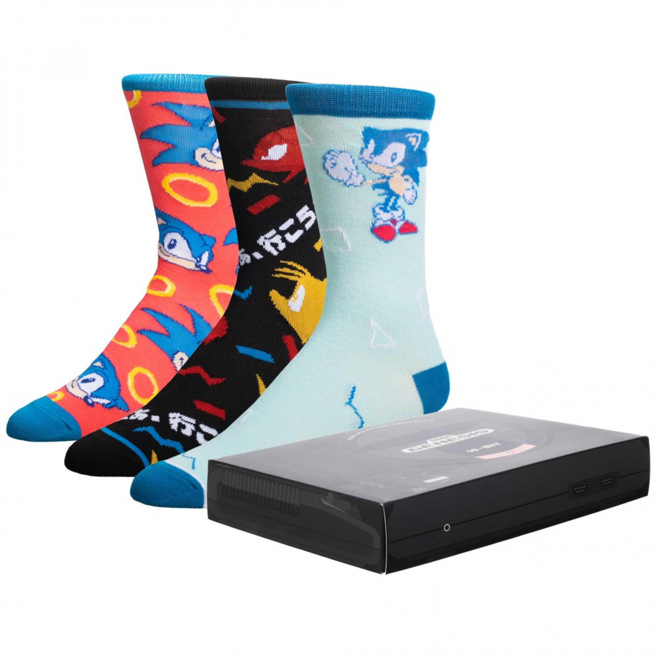 Sega Console 3-Pair Crew Socks Box Set, Multi-Color