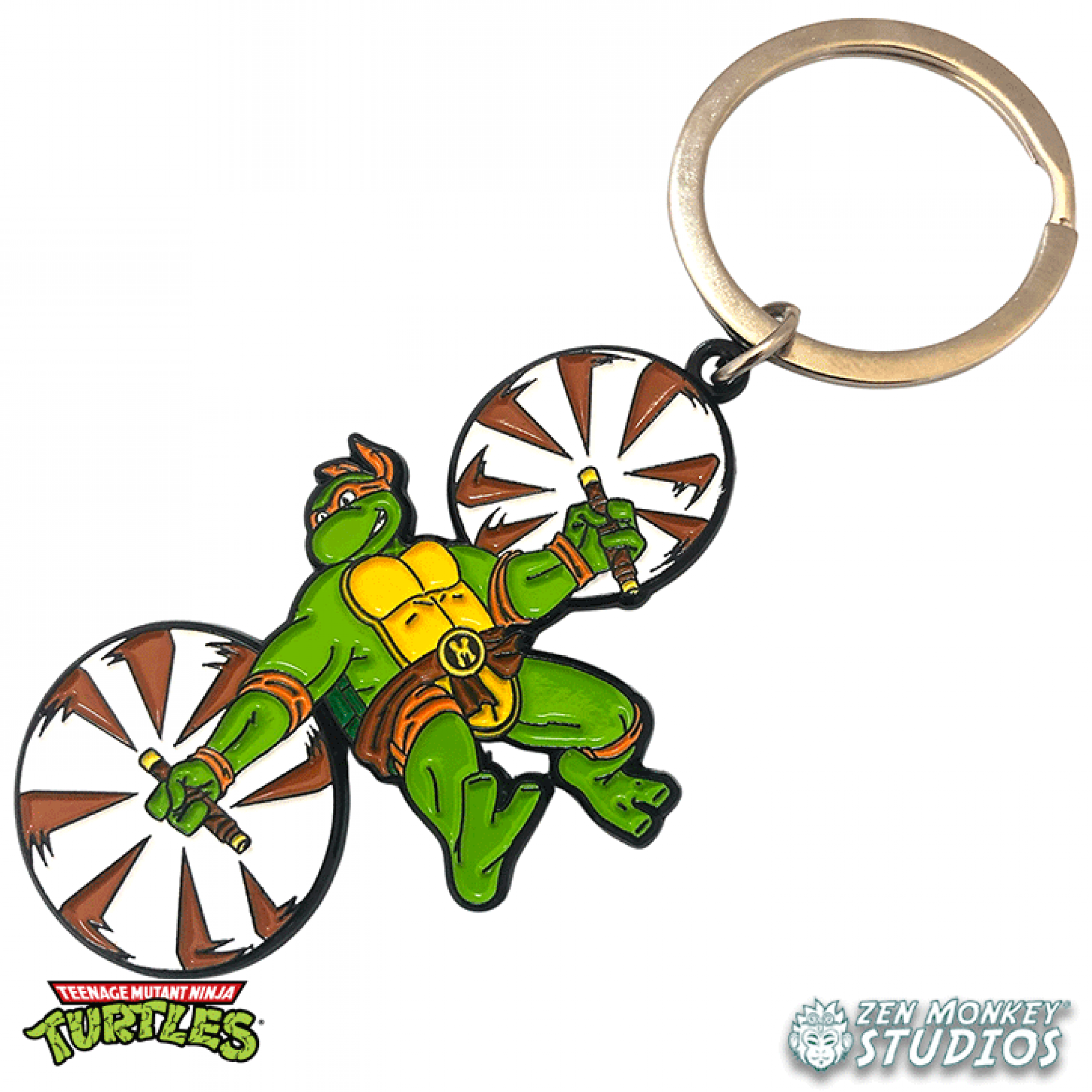 Leaping Michelangelo Teenage Mutant Ninja Turtles Keychain, Green