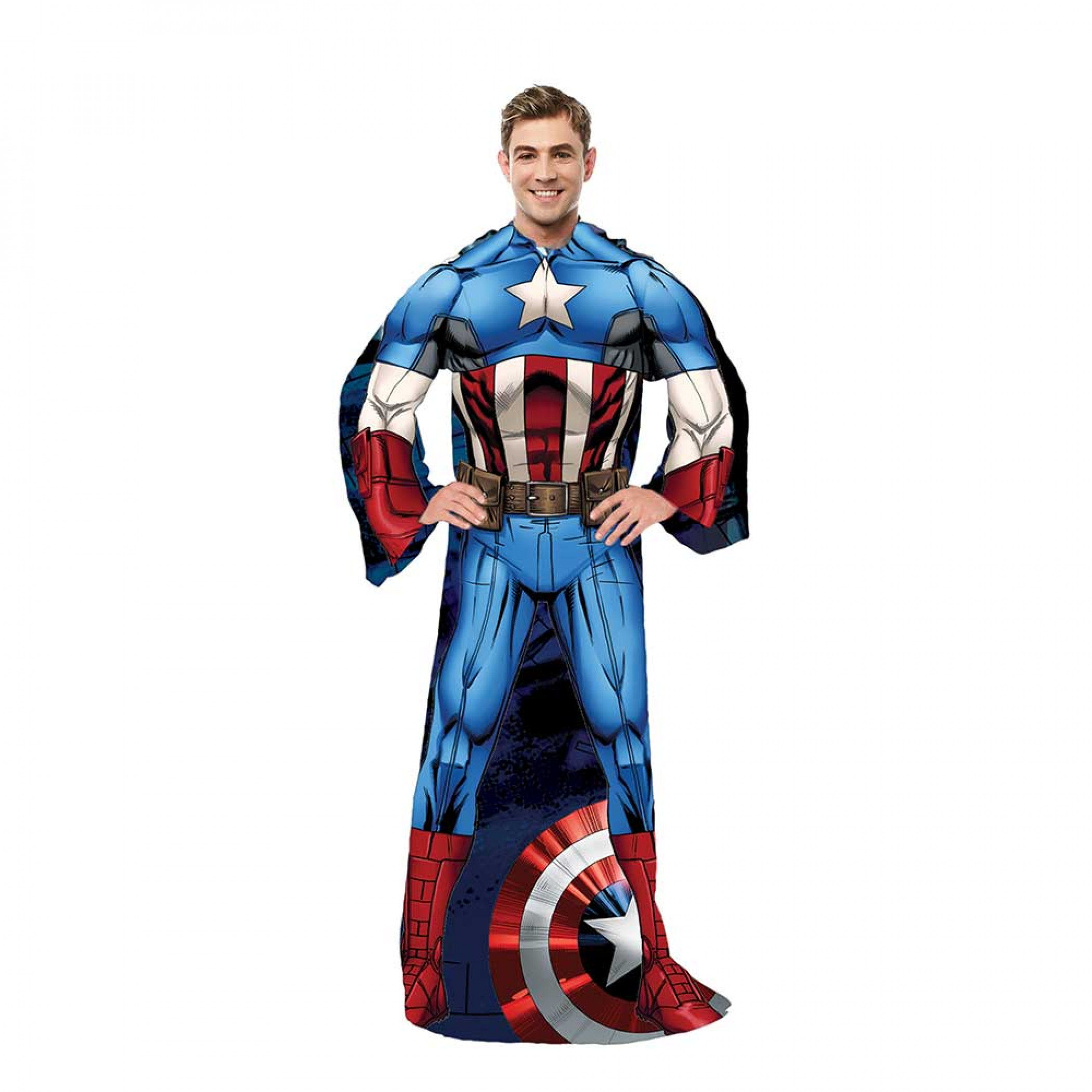 Captain America First Avenger Adult Sleeved Costume Blanket, Blue