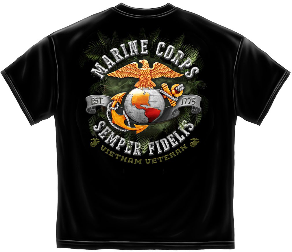 USMC Marines Vietnam Veteran TShirt - Black