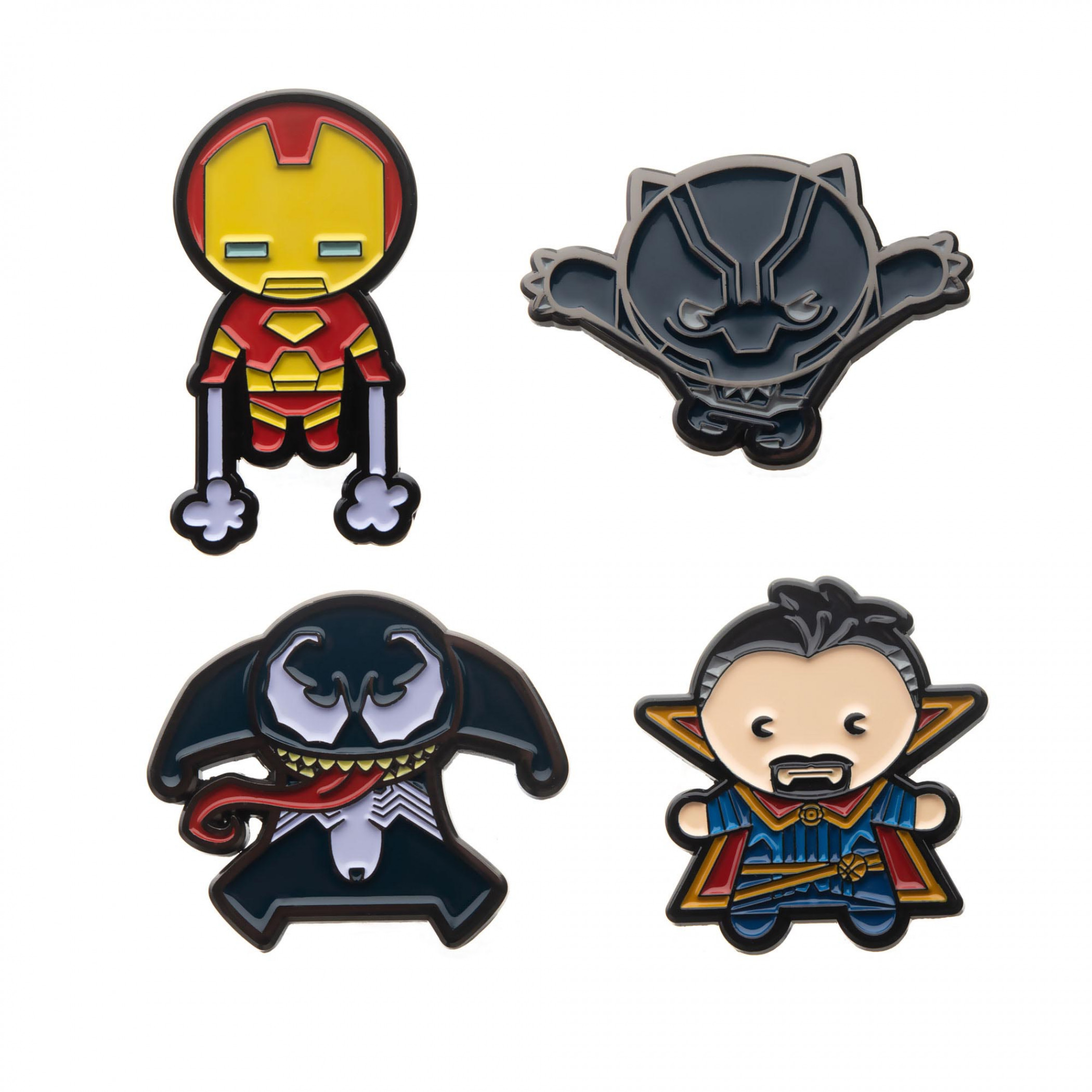 Marvel Kawaii Enamel Pin Set, Black