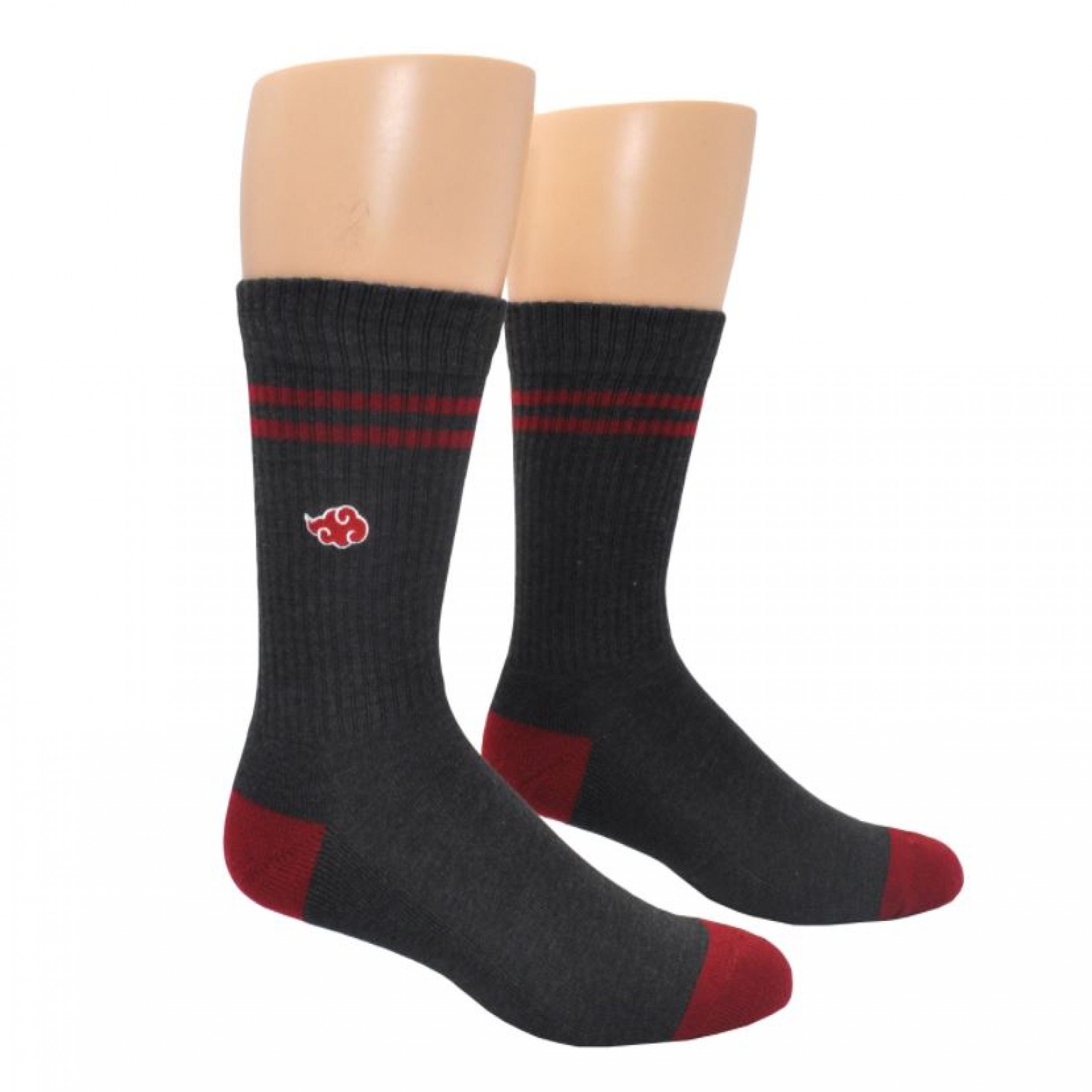 Naruto Shippuden Cloud Symbol Embroidered Athletic Crew Sock, Black