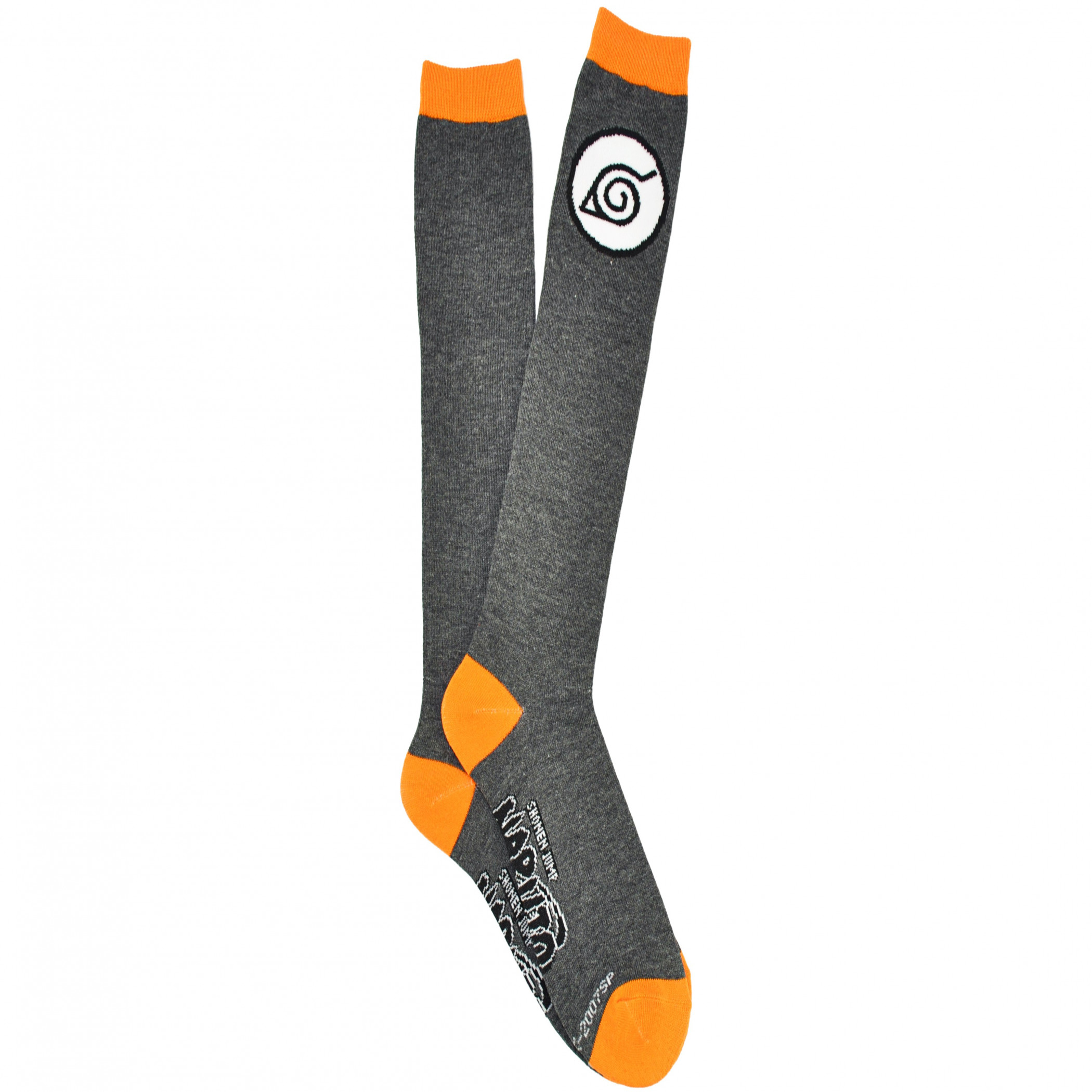 Naruto Shippuden Konohagakure Hidden Leaf Symbol Knee High Socks, Grey