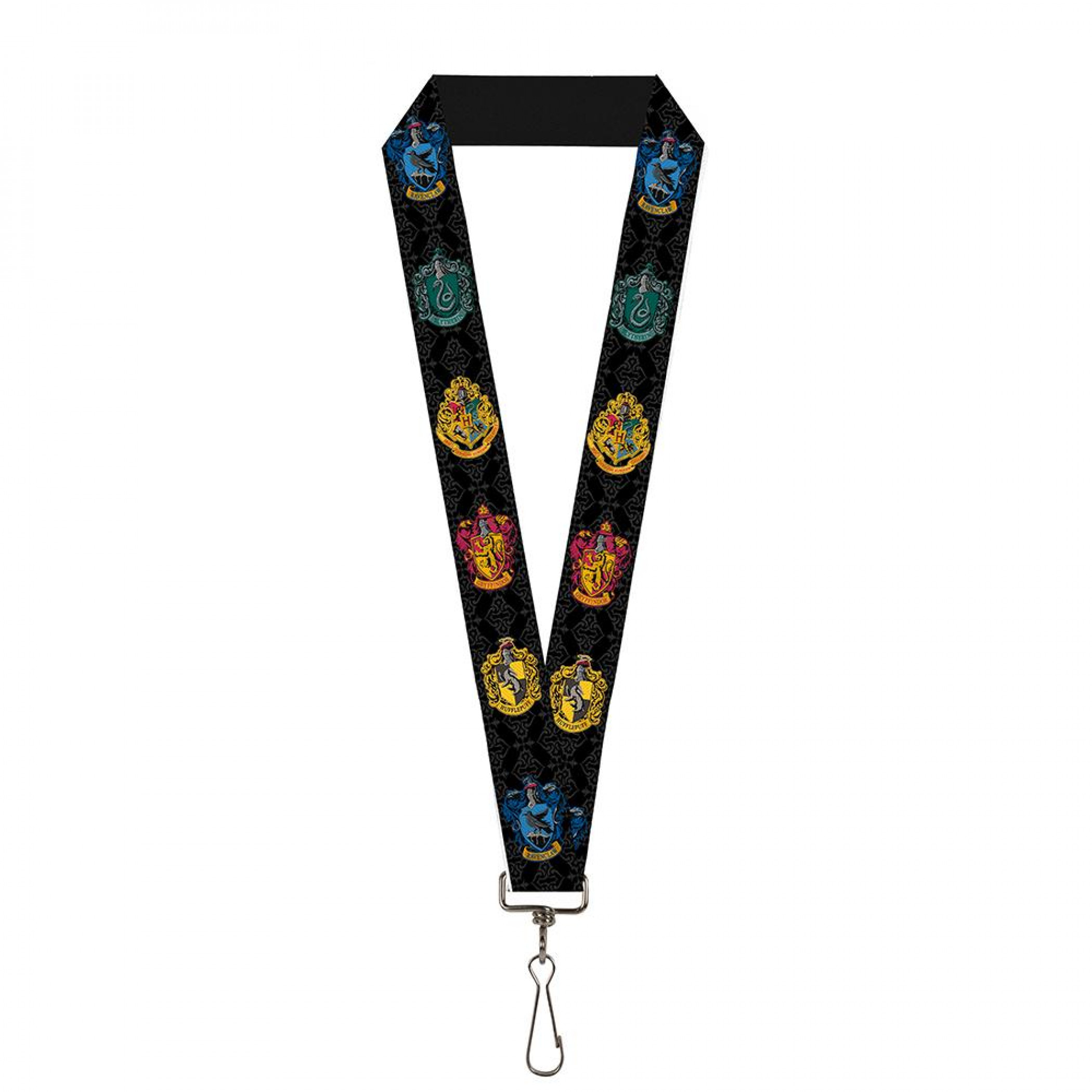Harry Potter Hogwarts Houses Crests Lanyard, Black