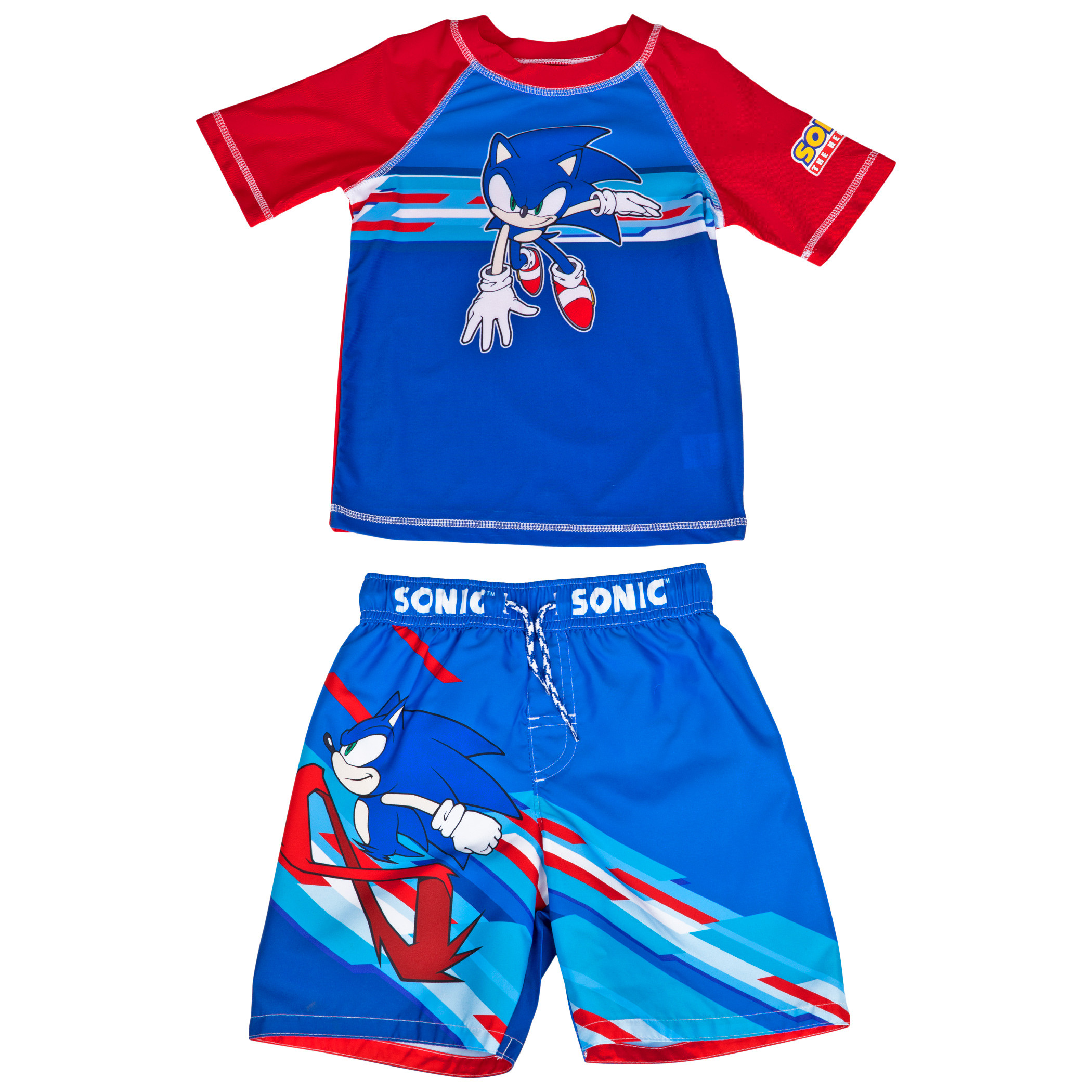 Sonic The Hedgehog Character Youth Swimshorts & Rashguard Set, Multi-Color