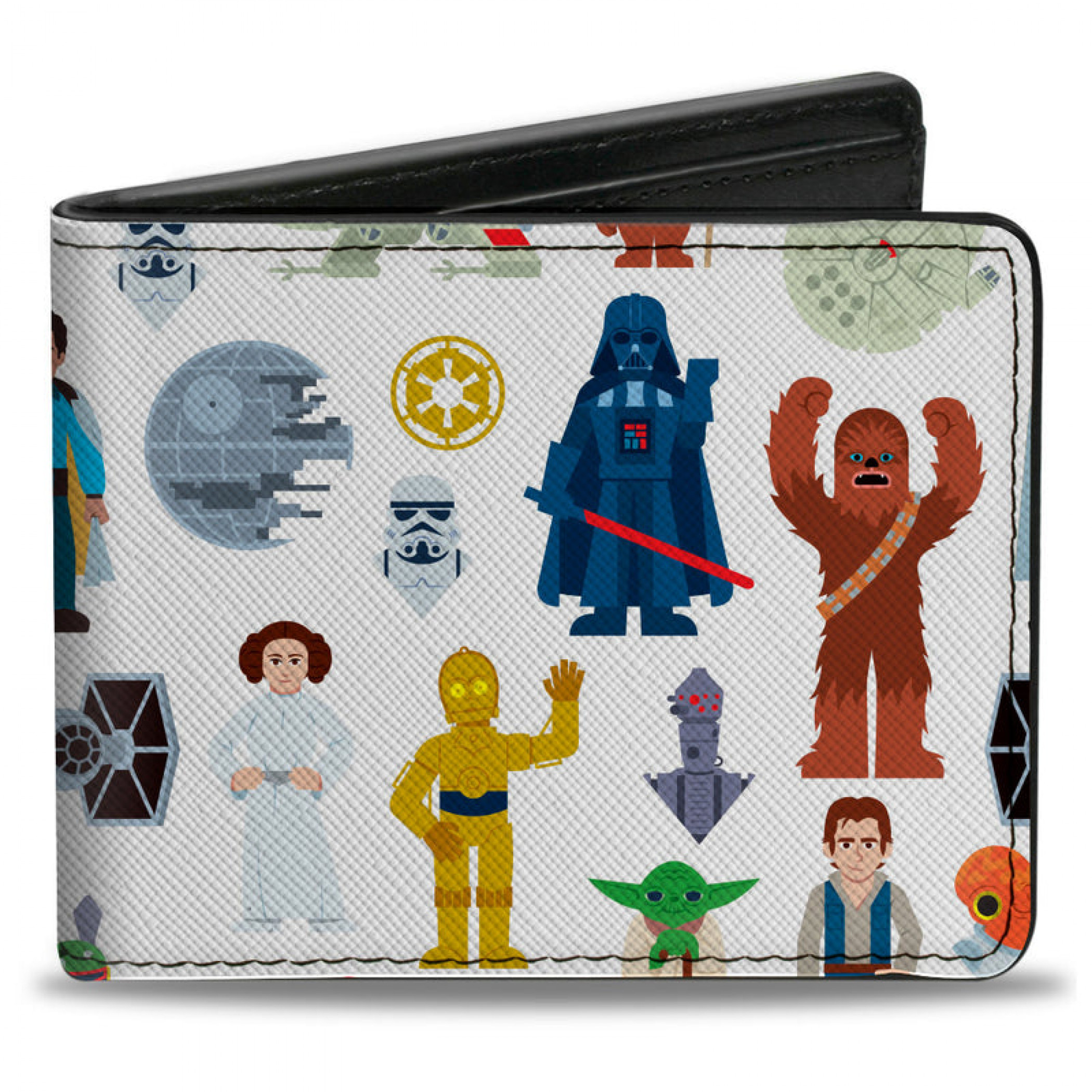 Star Wars Classic Characters and Icons Collage Bi-Fold Wallet, Multi-Color