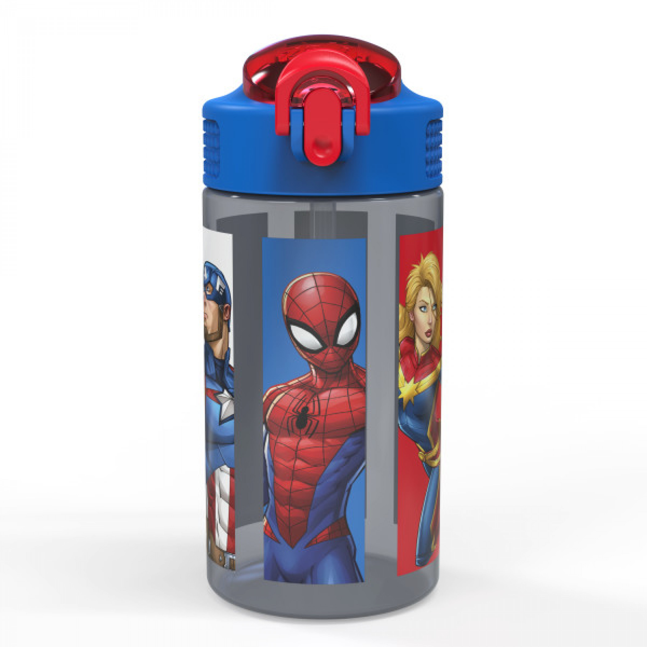 Marvel Comics Avengers Mixed Universe 16 oz. Straw Water Bottle, Multi-Color