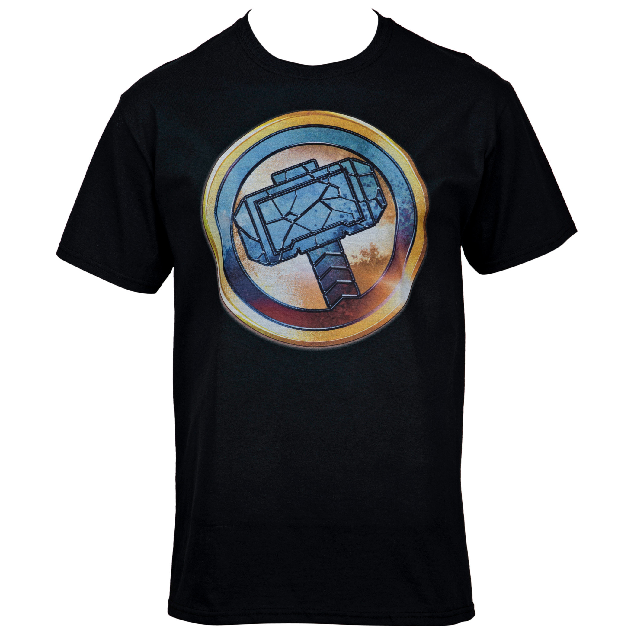 Thor Mjolnir Golden Emblem T-Shirt, Black