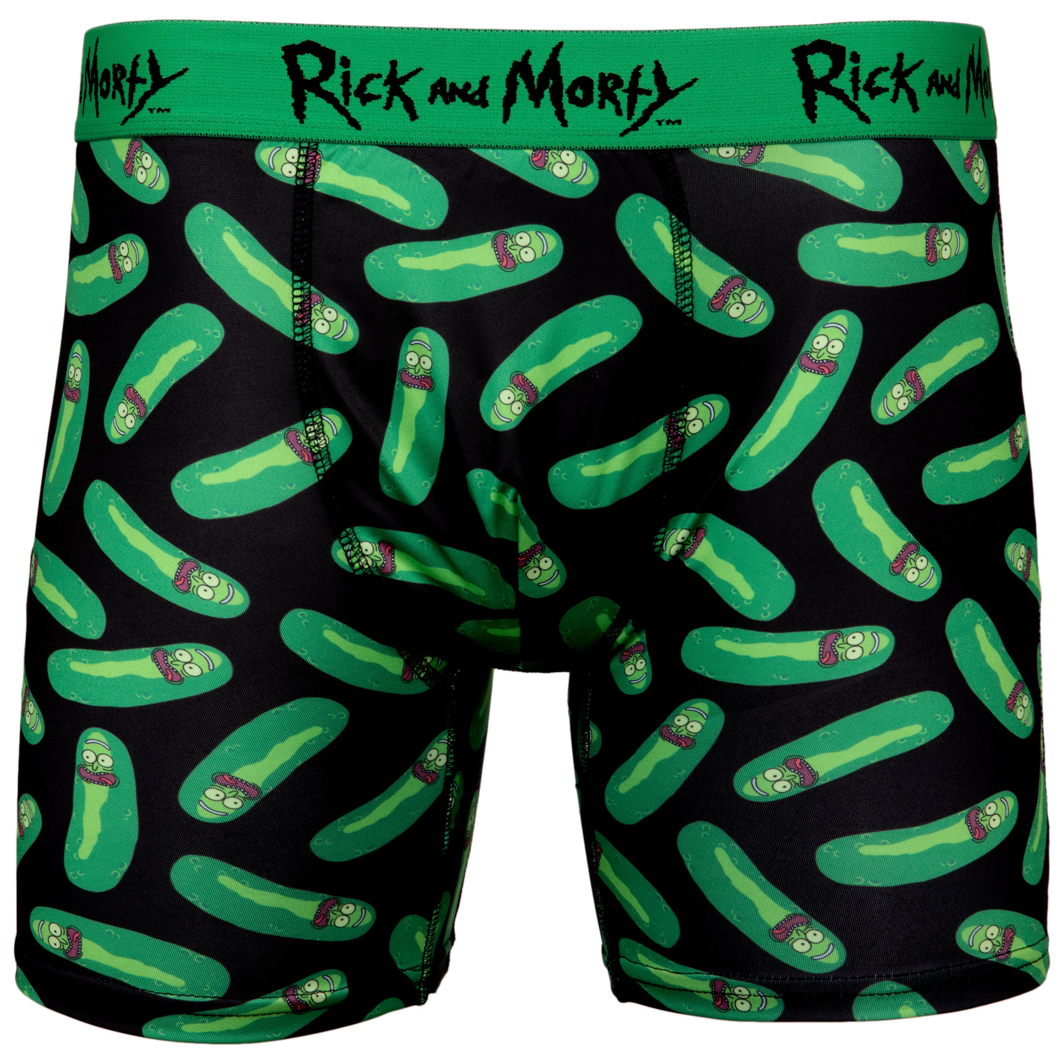 Rick and Morty Pickle Rick All Over Print Boxer Briefs, Black