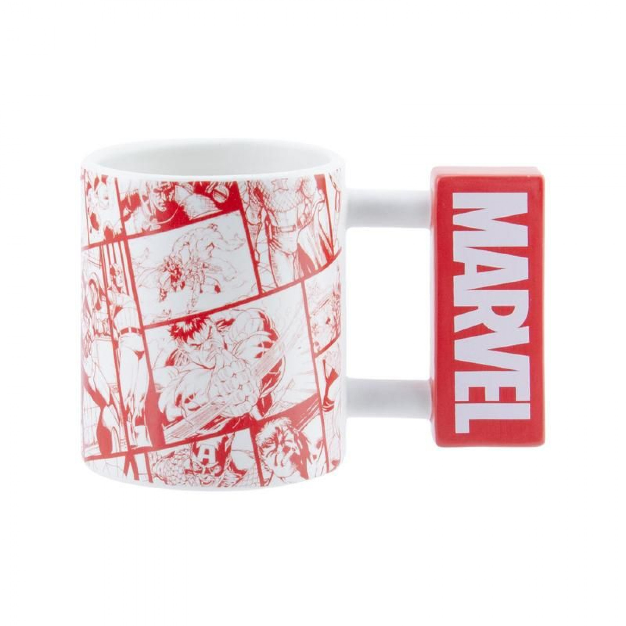 Marvel Logo and Comic Strips 15oz Ceramic Mug, Red