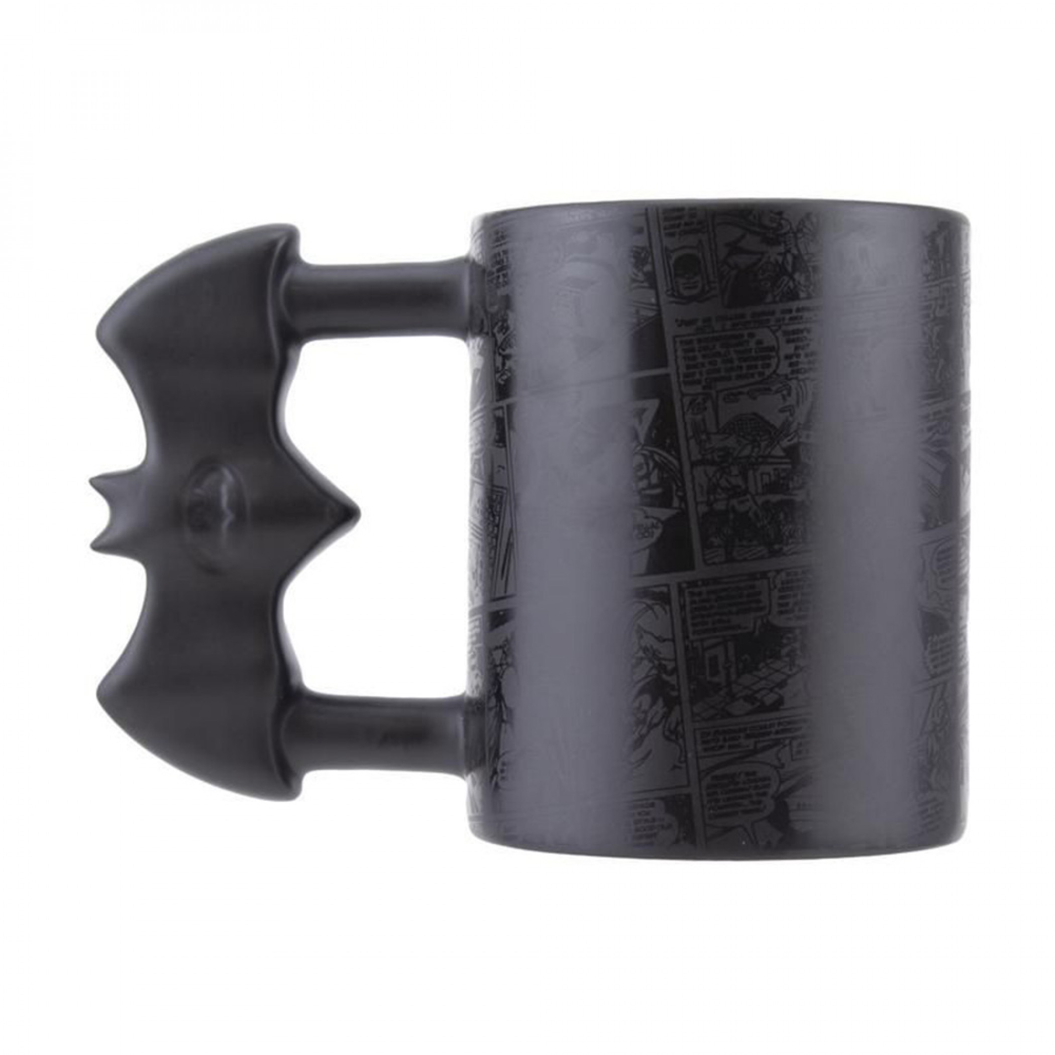 DC Comics The Batman Subtle Comic Pattern Batarang Handle Ceramic Mug, Multi-Color
