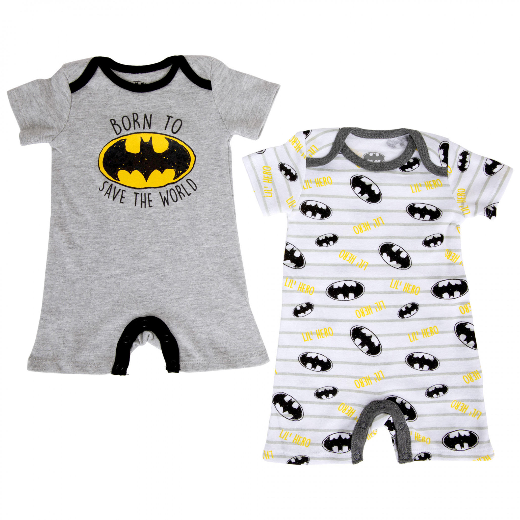 Batman Born To Save The World Infant 2-Pack Romper Bodysuit Set, Multi-Color