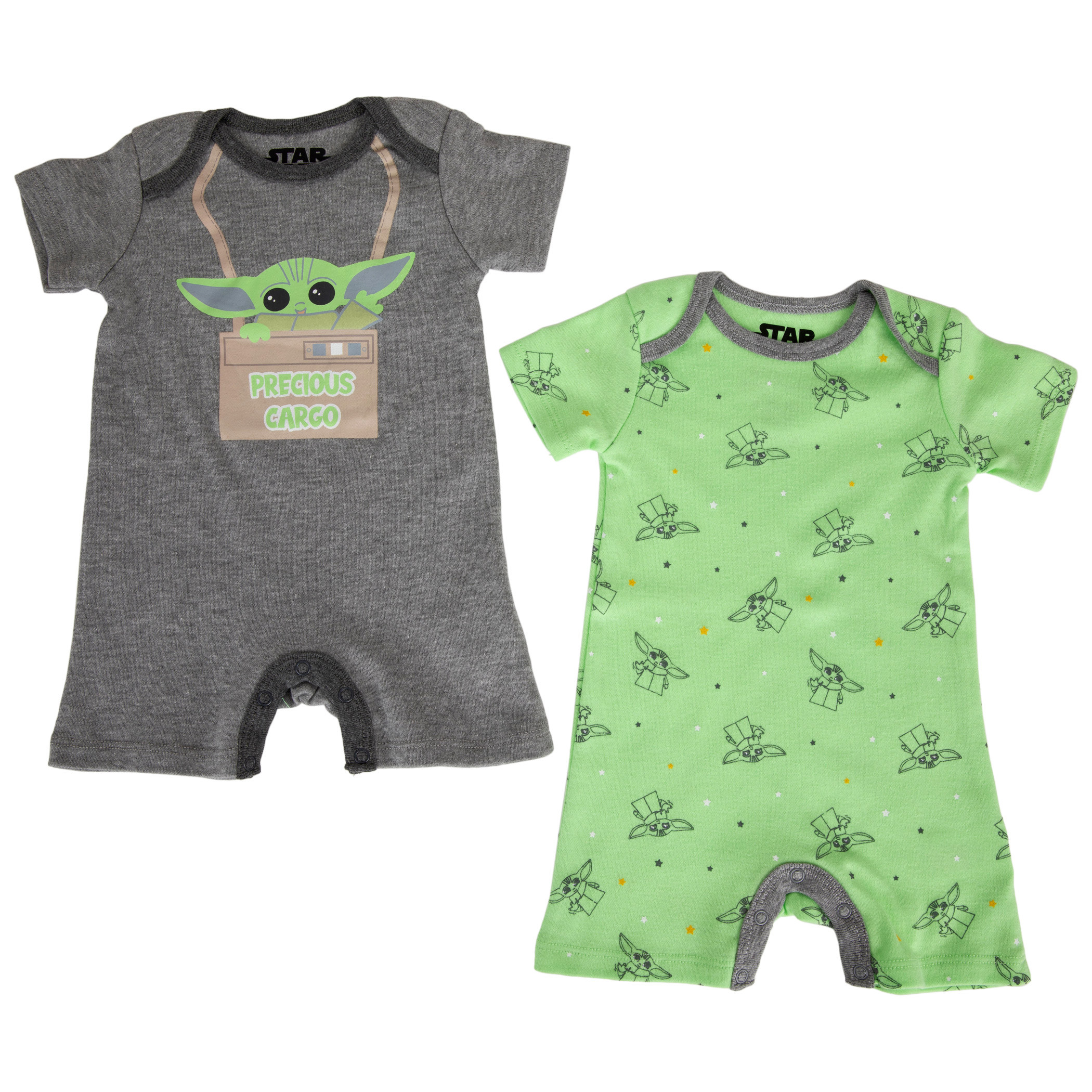 Star Wars The Child Grogu Precious Cargo 2-Pack Infant Romper Bodysuit Set, Multi-Color