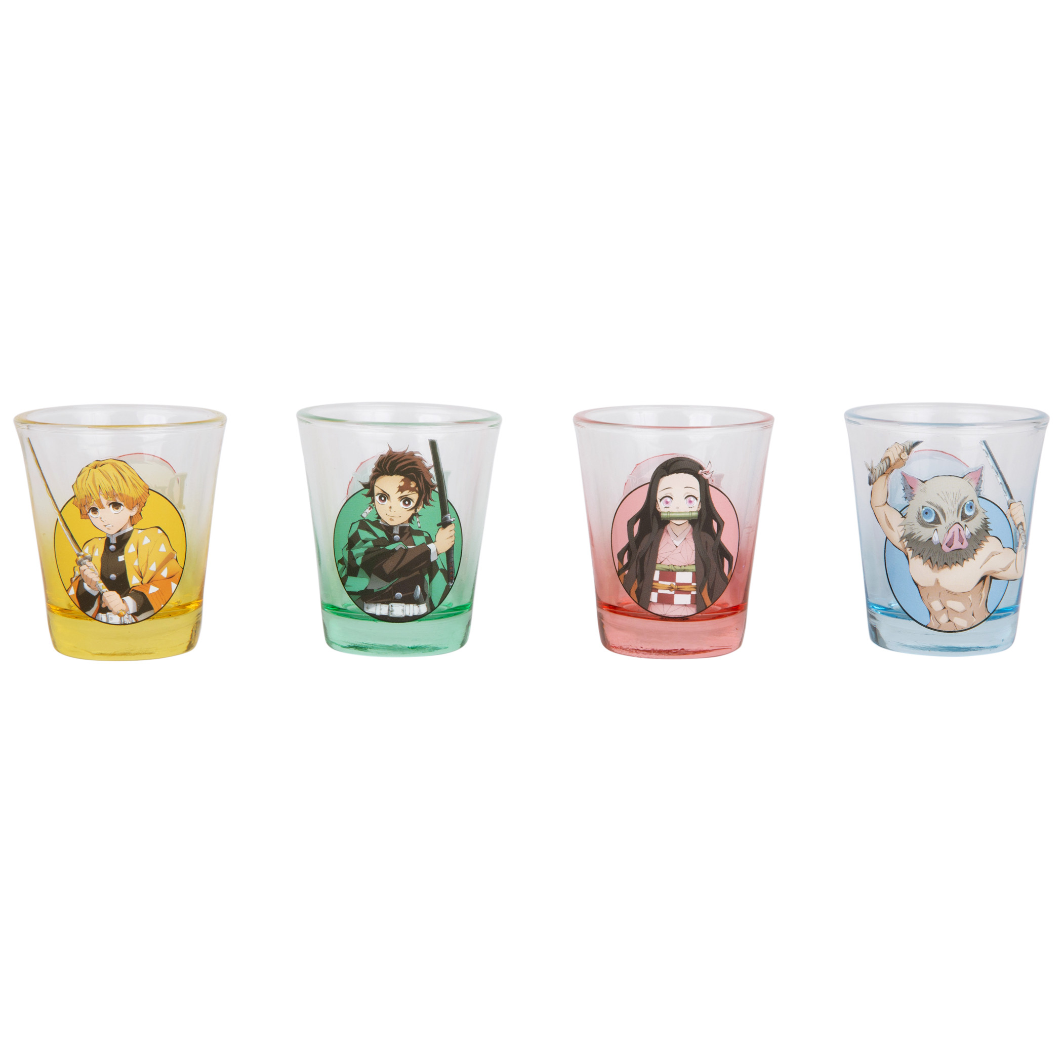 Demon Slayer Characters Mini Glass 4-Pack Shot Glasses, Multi-Color