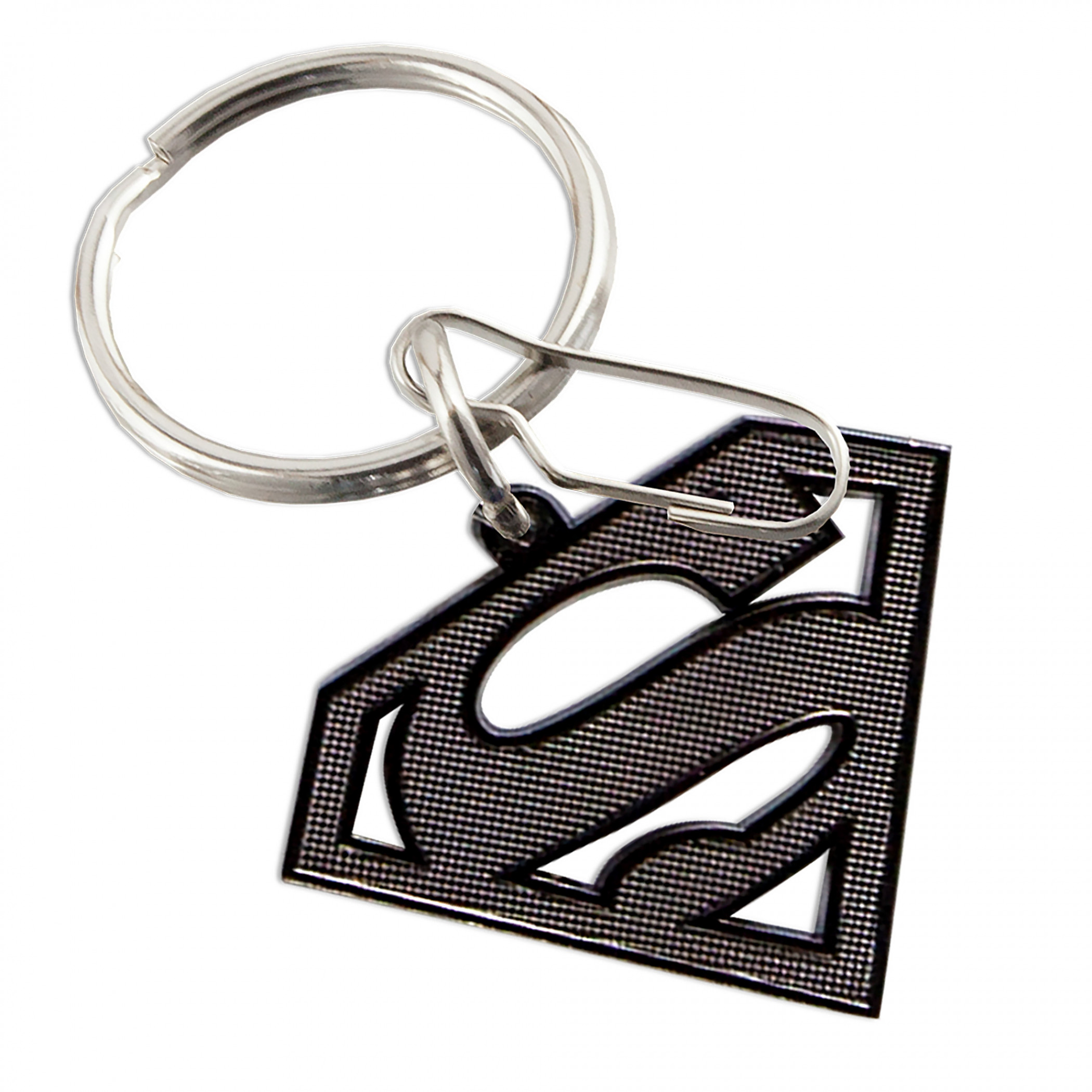 DC Comics Superman Emblem Knurled Metallic Keychain, Black