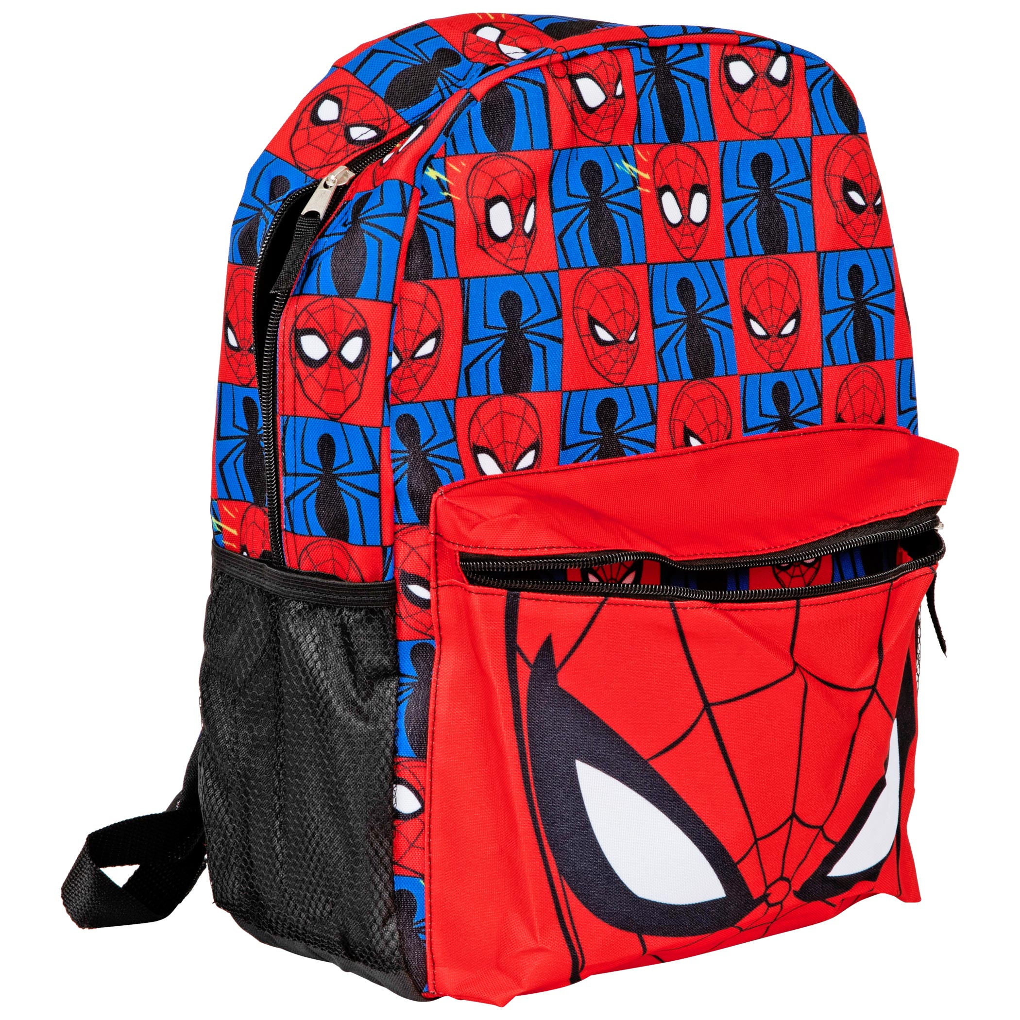 Marvel Comics Spider-Man Character Costume & Face 16' Padded Backpack, Multi-Color
