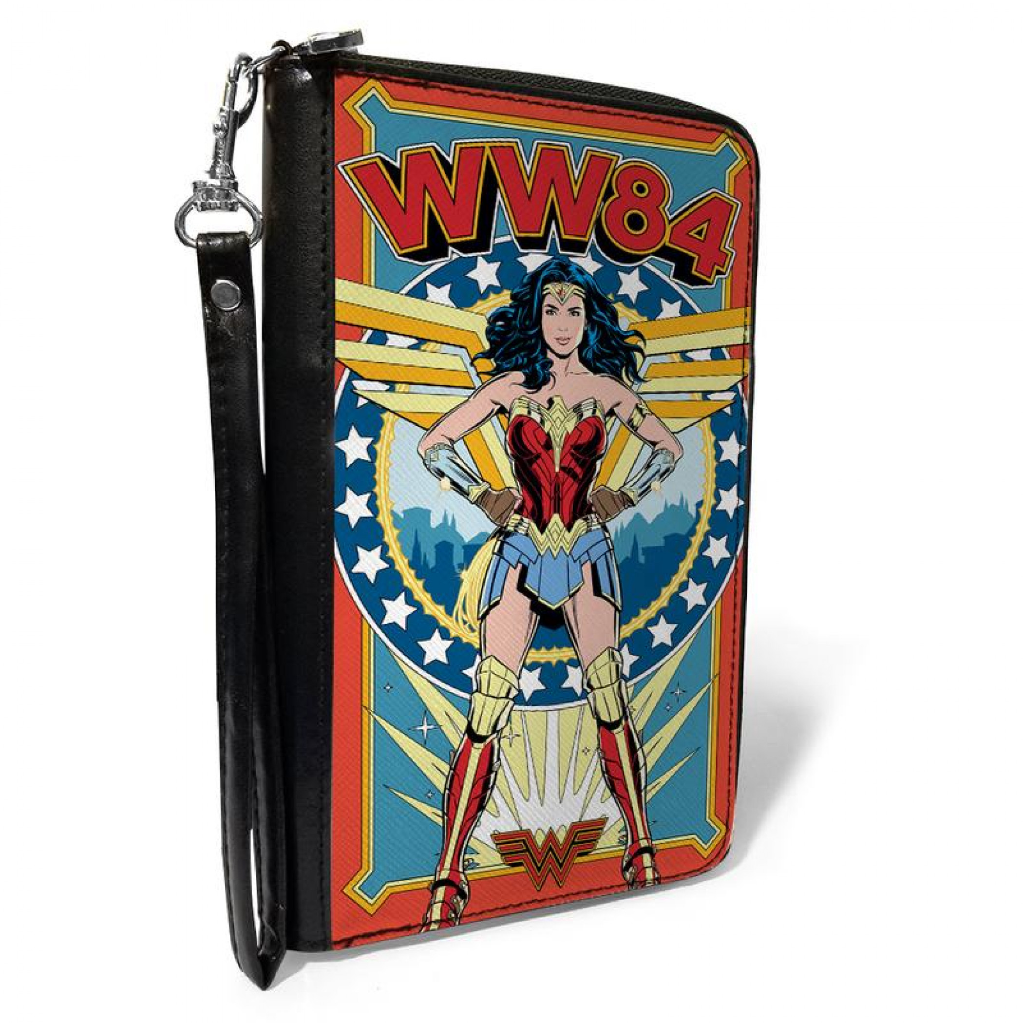 Wonder Woman Retro WW84 Leather Zip Around Wallet, Multi-Color