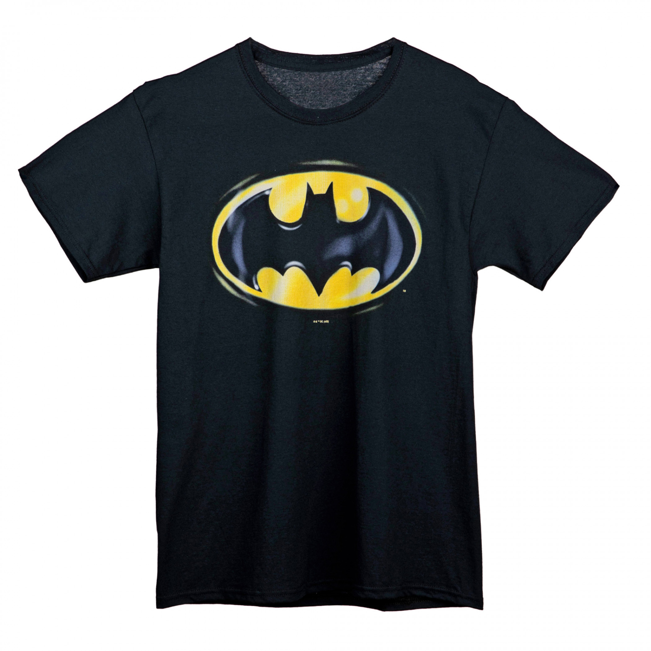 DC Comics Batman 80's Airbrush Stylized Logo T-Shirt, Black