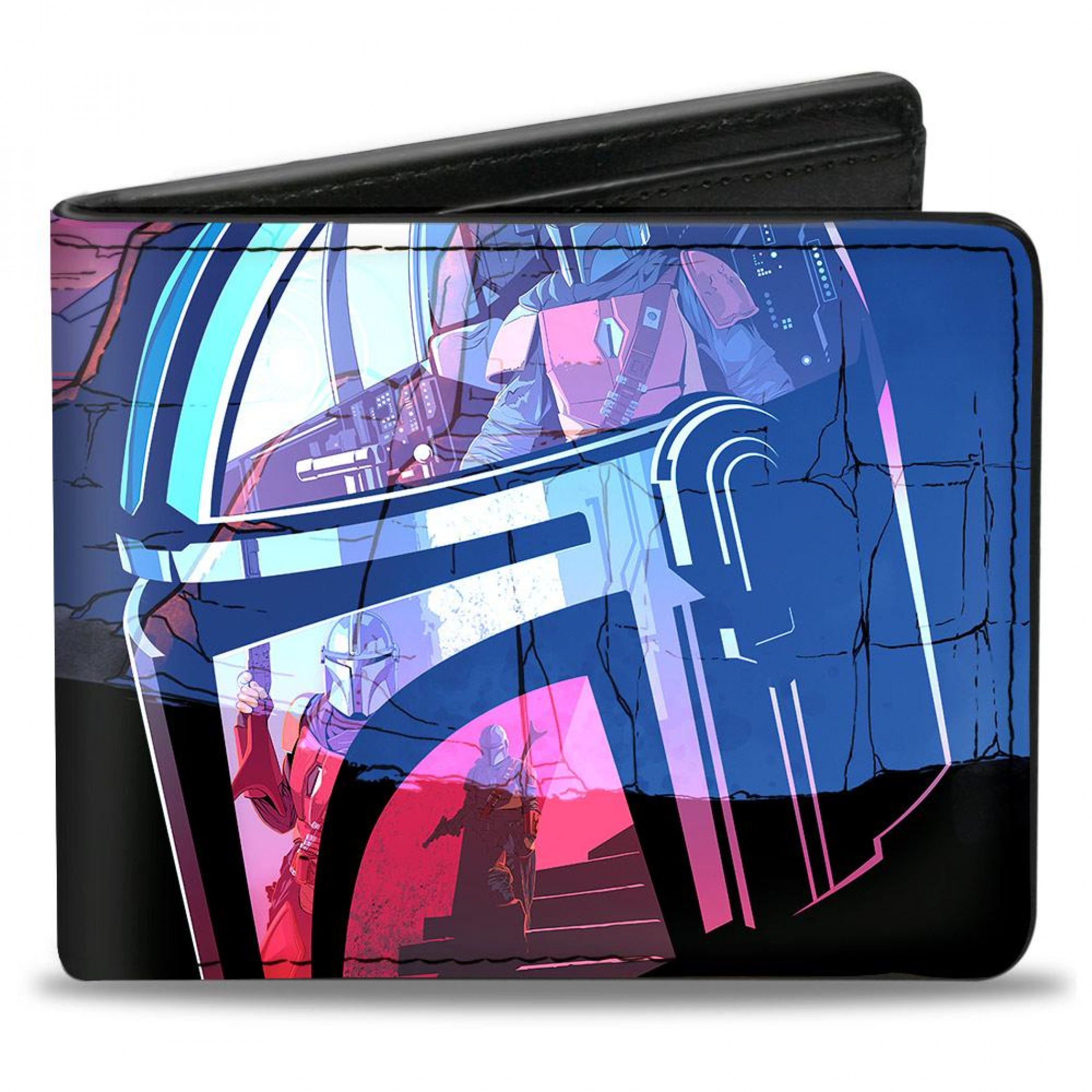 The Mandalorian Neon Helmet Vegan Leather Wallet, Black