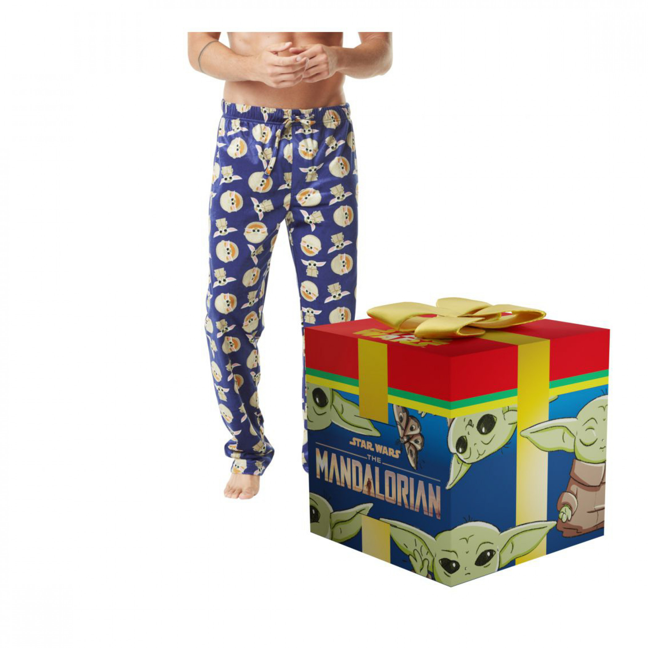 Star Wars the Mandalorian Grogu All Over Print Pajama Pants in Gift Box, Multi-Color