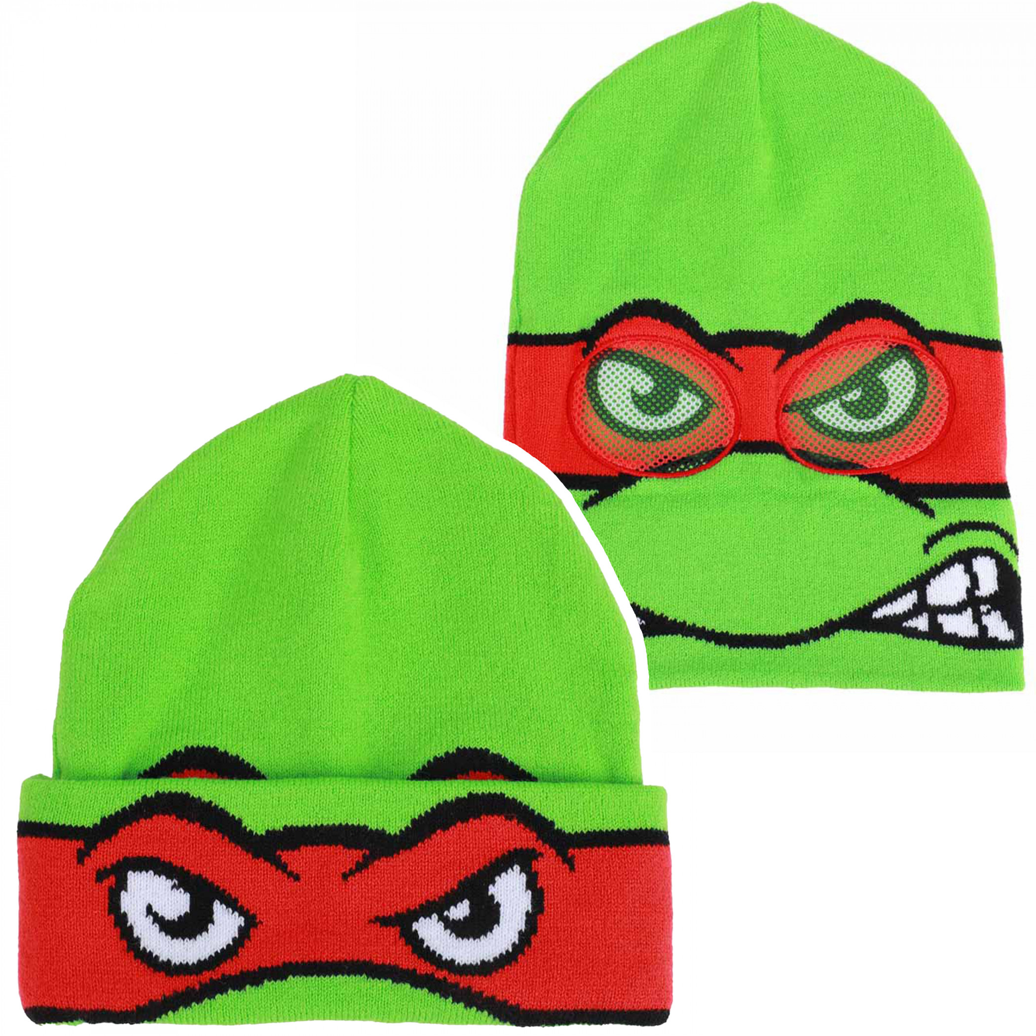 Teenage Mutant Ninja Turtles Raphael Cosplay Roll Down Beanie, Green