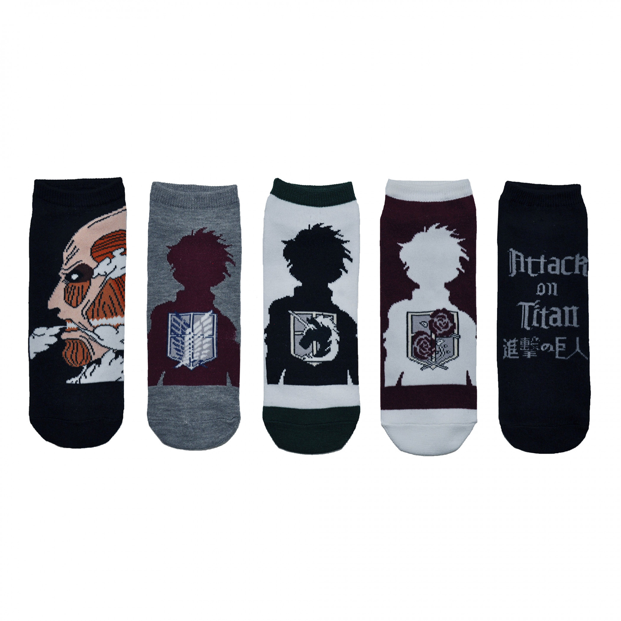 Attack On Titan 5-Pair Pack of Low Cut Socks, Multi-Color