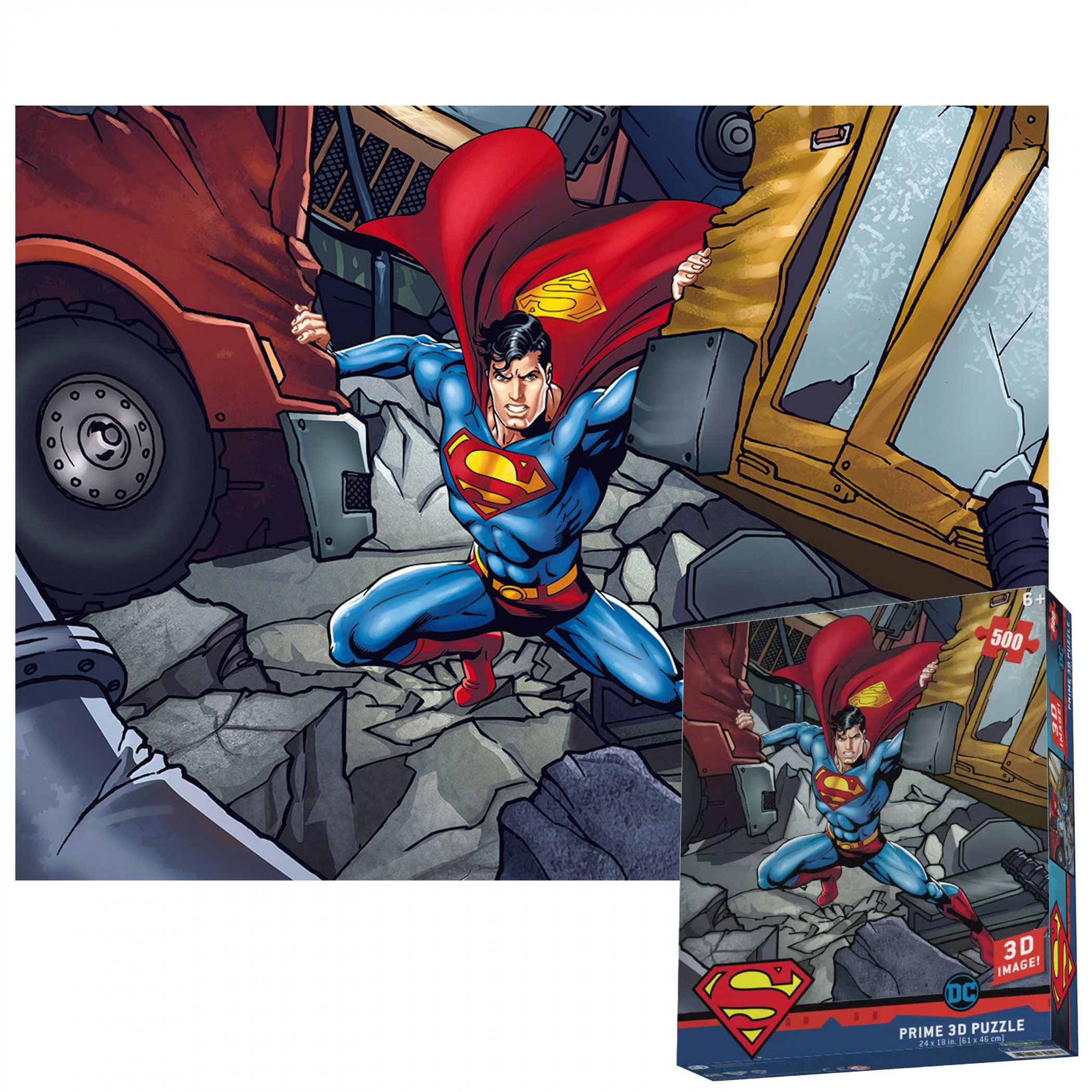 Superman Strength DC Comics 3D Lenticular 500pc Jigsaw Puzzle, Multi-Color