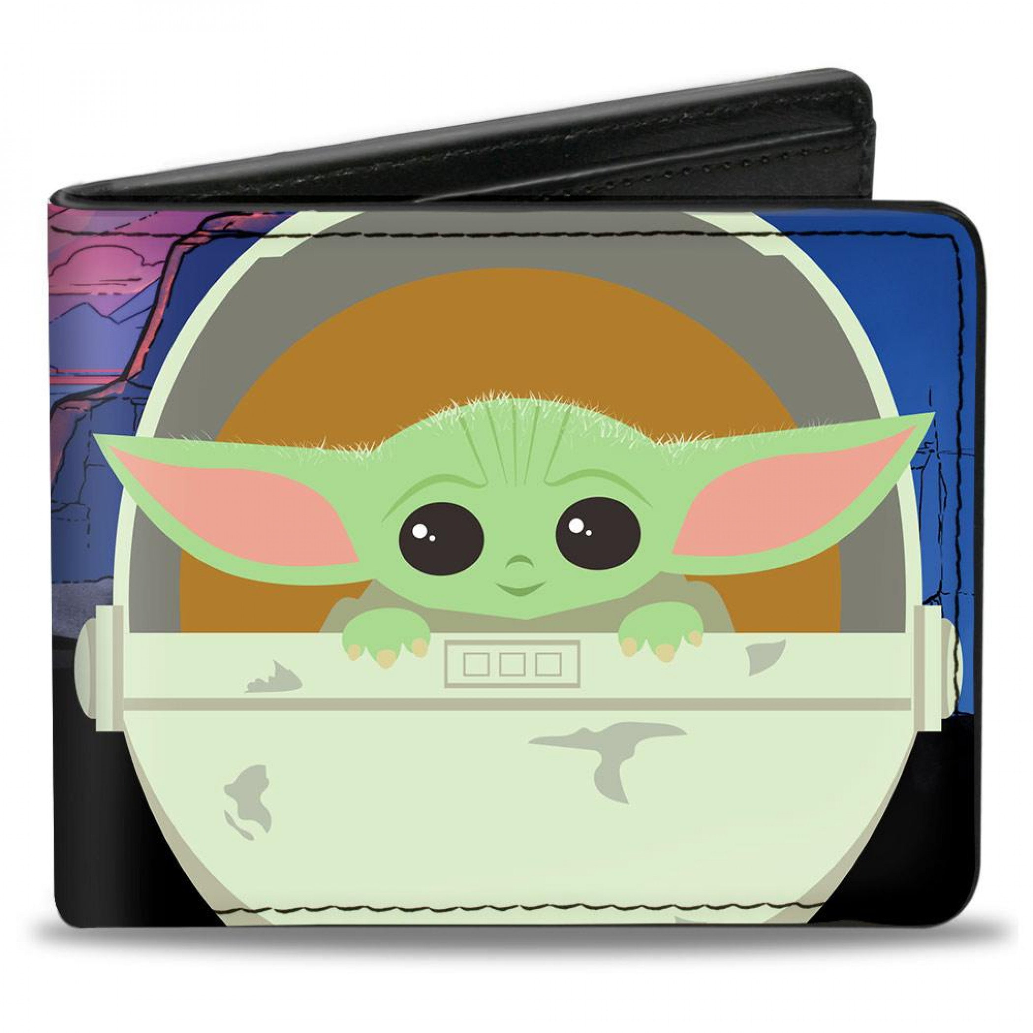 The Mandalorian 'The Child' Chibi Pod Vegan Leather Bi-Fold Wallet, Black