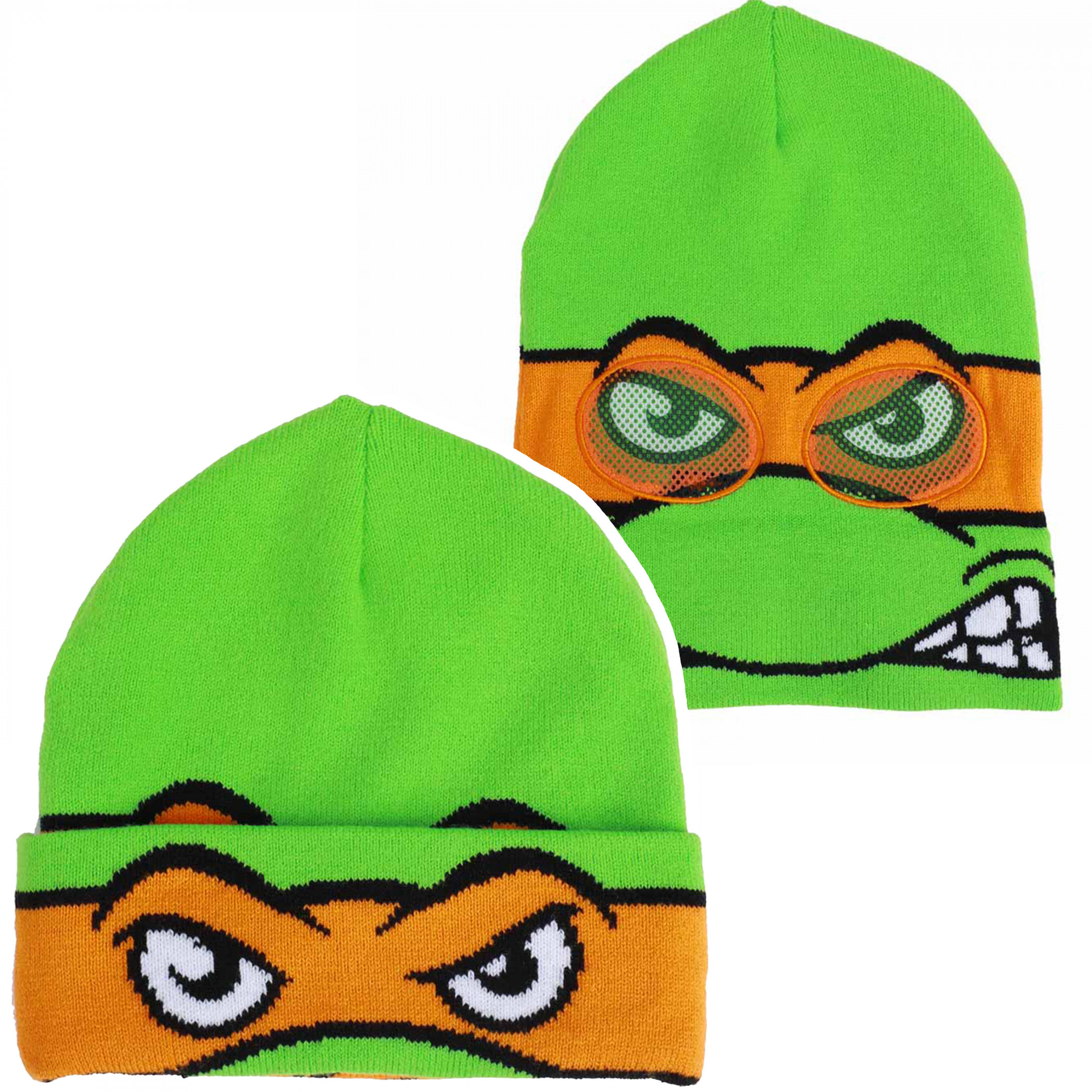 Teenage Mutant Ninja Turtles Michelangelo Cosplay Roll Down Beanie, Green