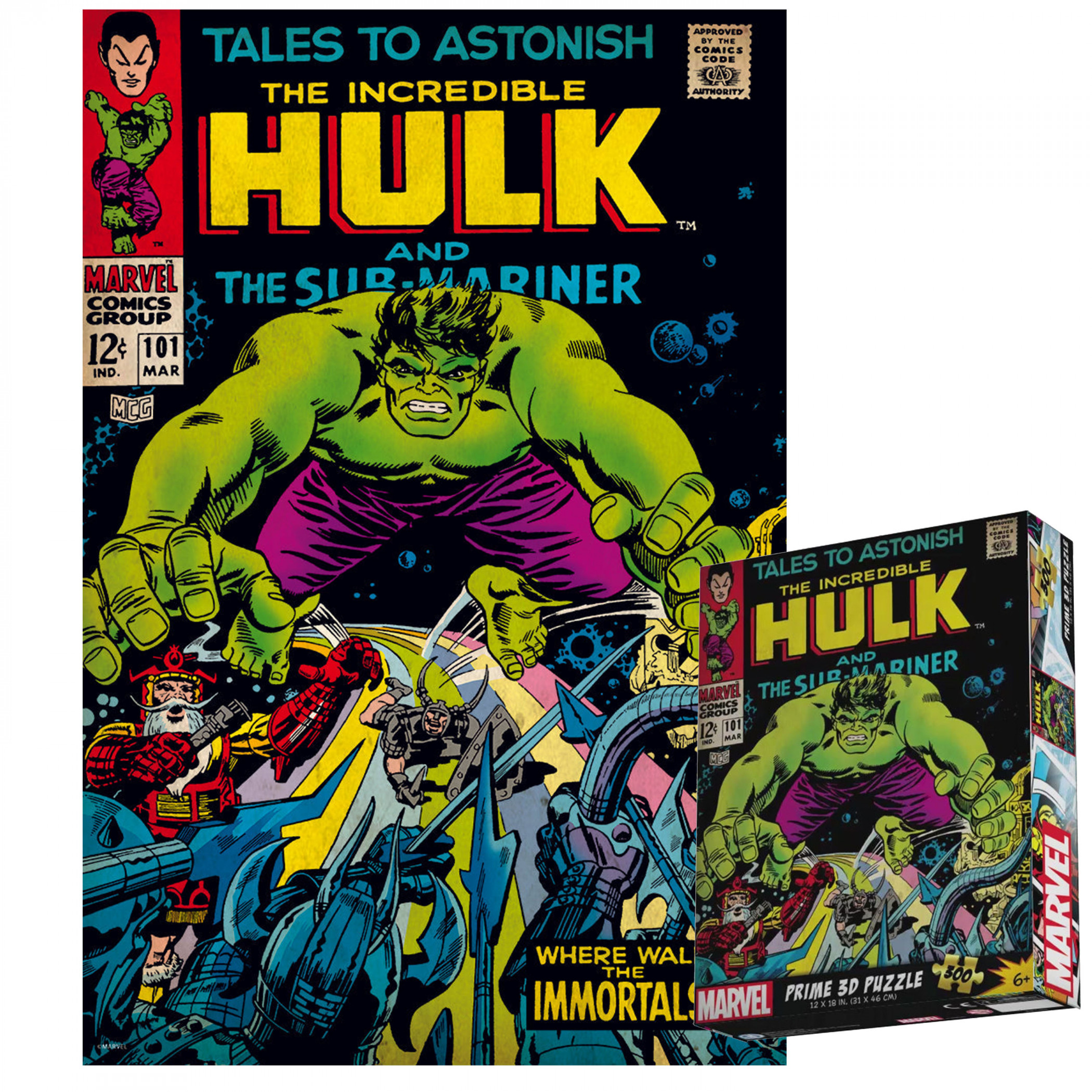 The Incredible Hulk #101 3D Lenticular 300pc Jigsaw Puzzle, Multi-Color