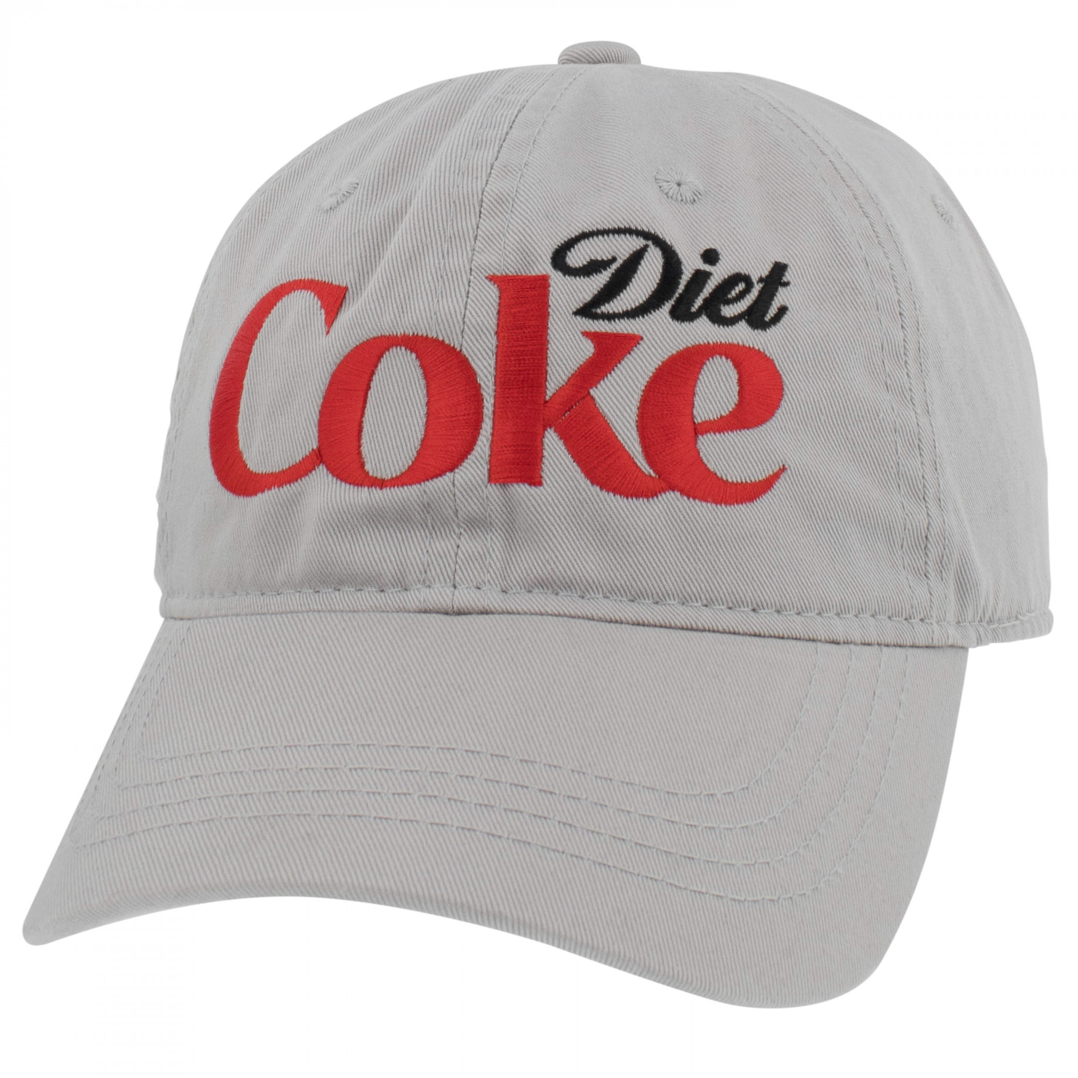 Diet Coke Embroidered Logo Grey Adjustable Hat